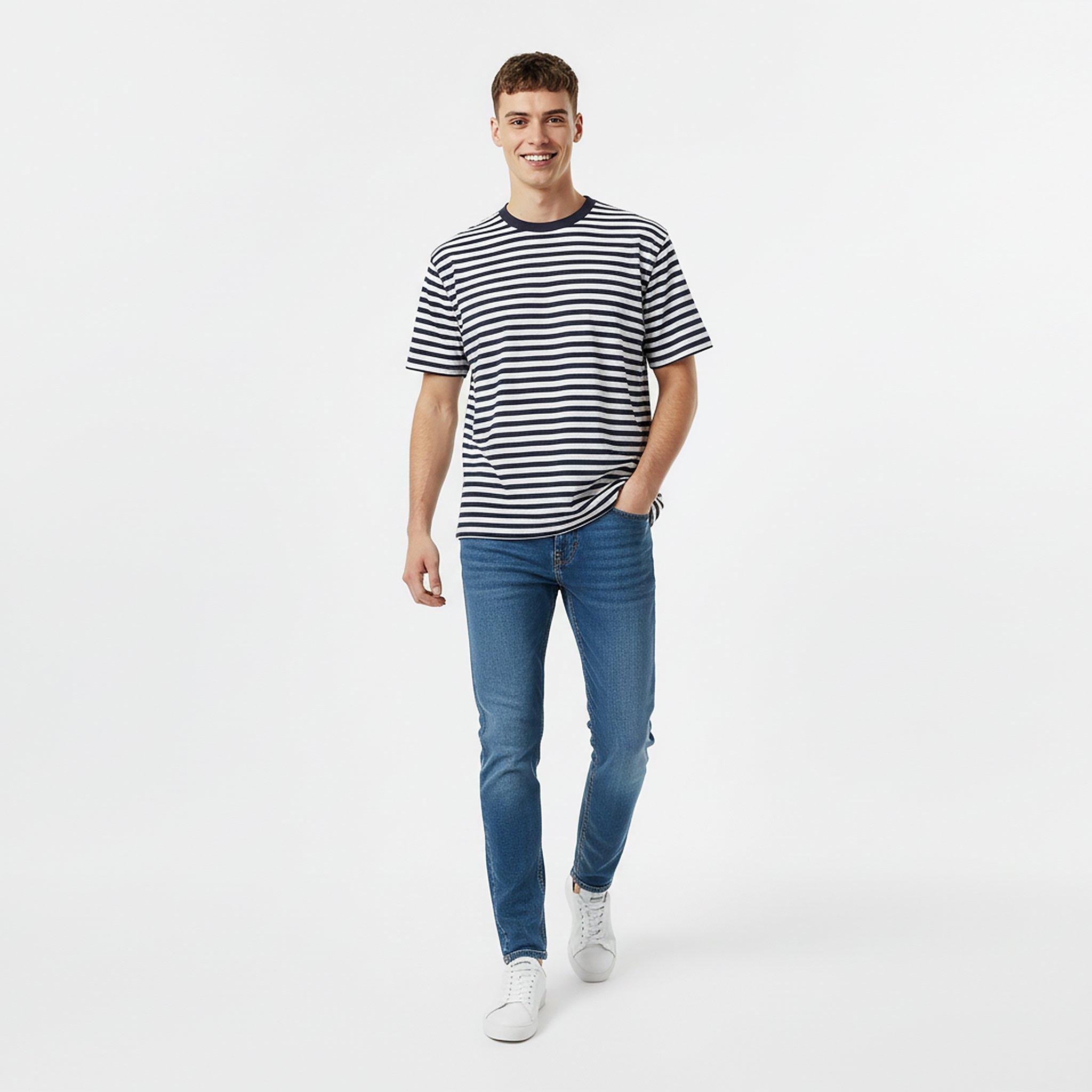 Cream/Night Sky - Jack Wills - Men's JW Waffle Stripe Regular Fit T-Shirt - 5