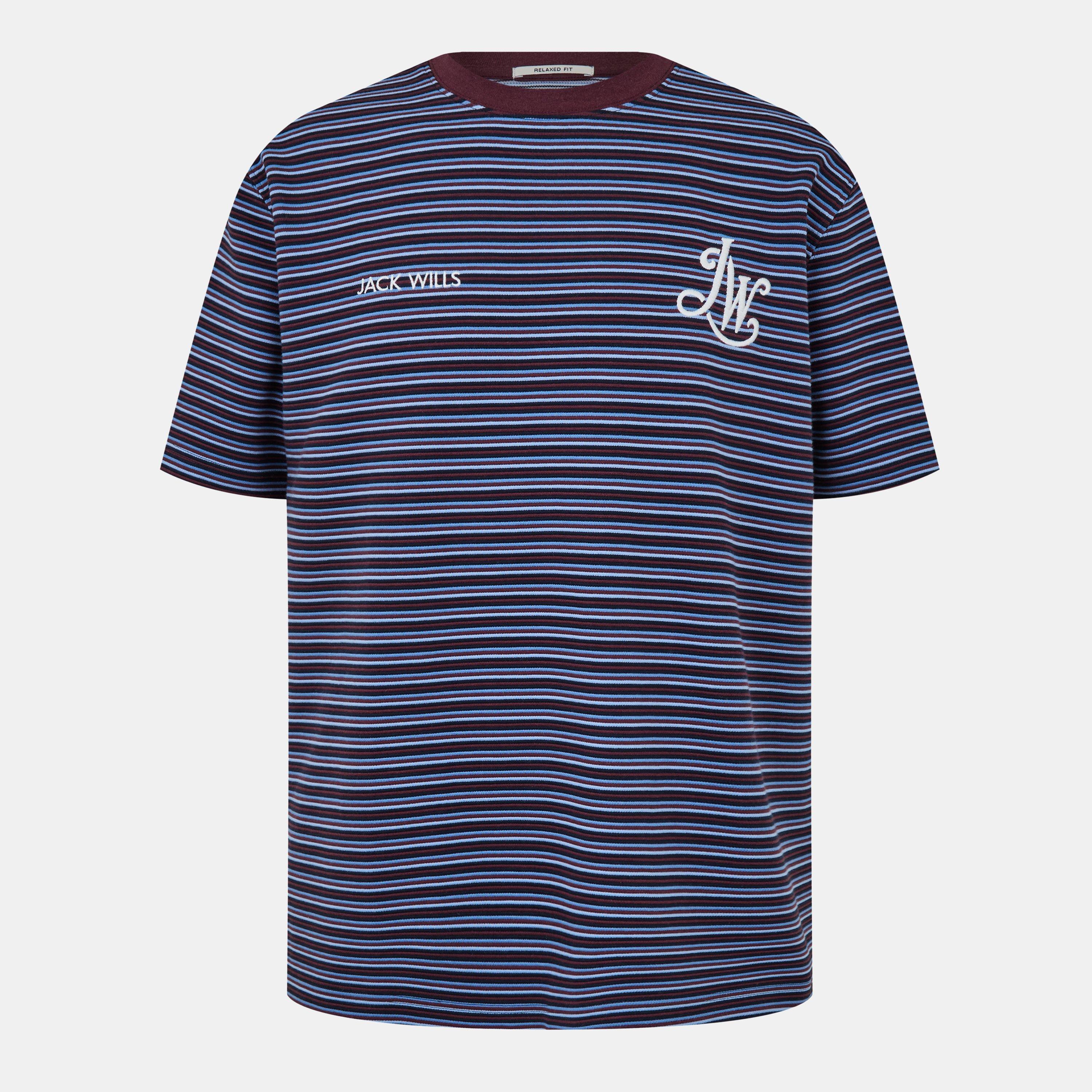 Moltn Chocolate - Jack Wills - Men's JW Ottoman Stripe Regular Fit T-Shirt - 1