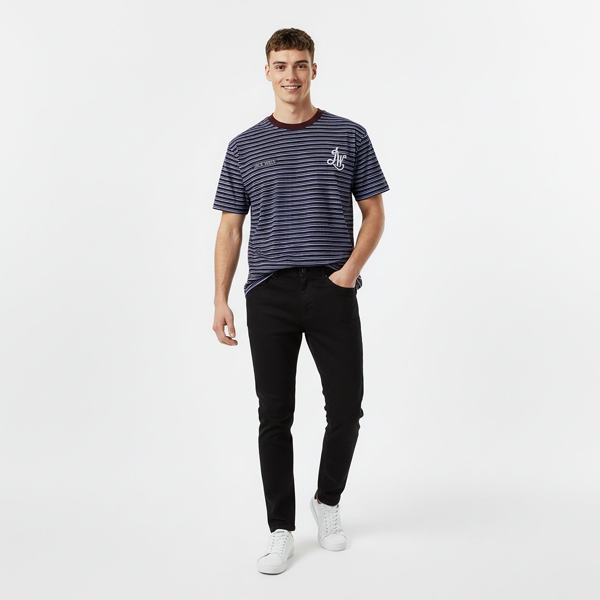 Moltn Chocolate - Jack Wills - Men's JW Ottoman Stripe Regular Fit T-Shirt - 5