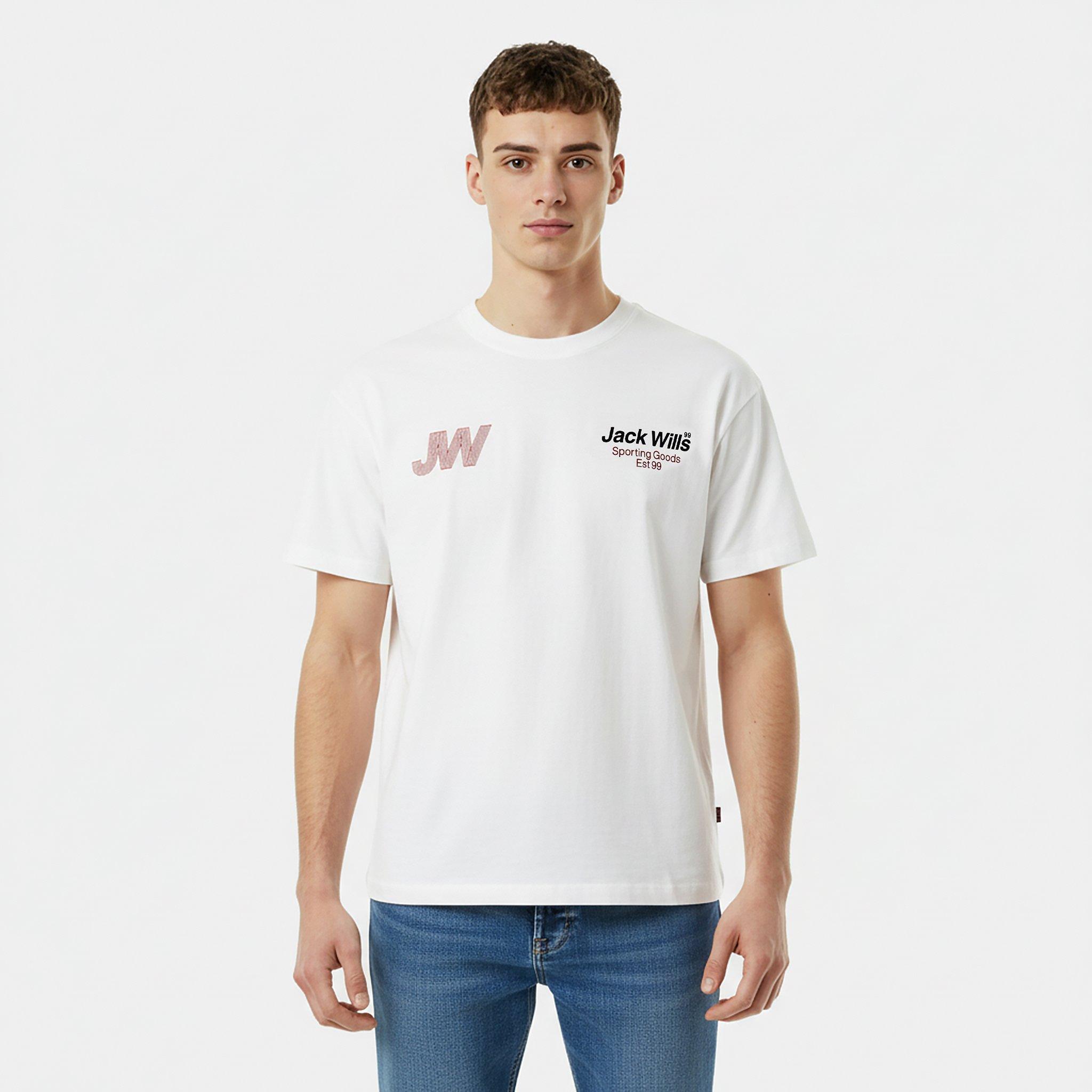 White - Jack Wills - Men's JW Sporty Initial Regular Fit T-Shirt - 3
