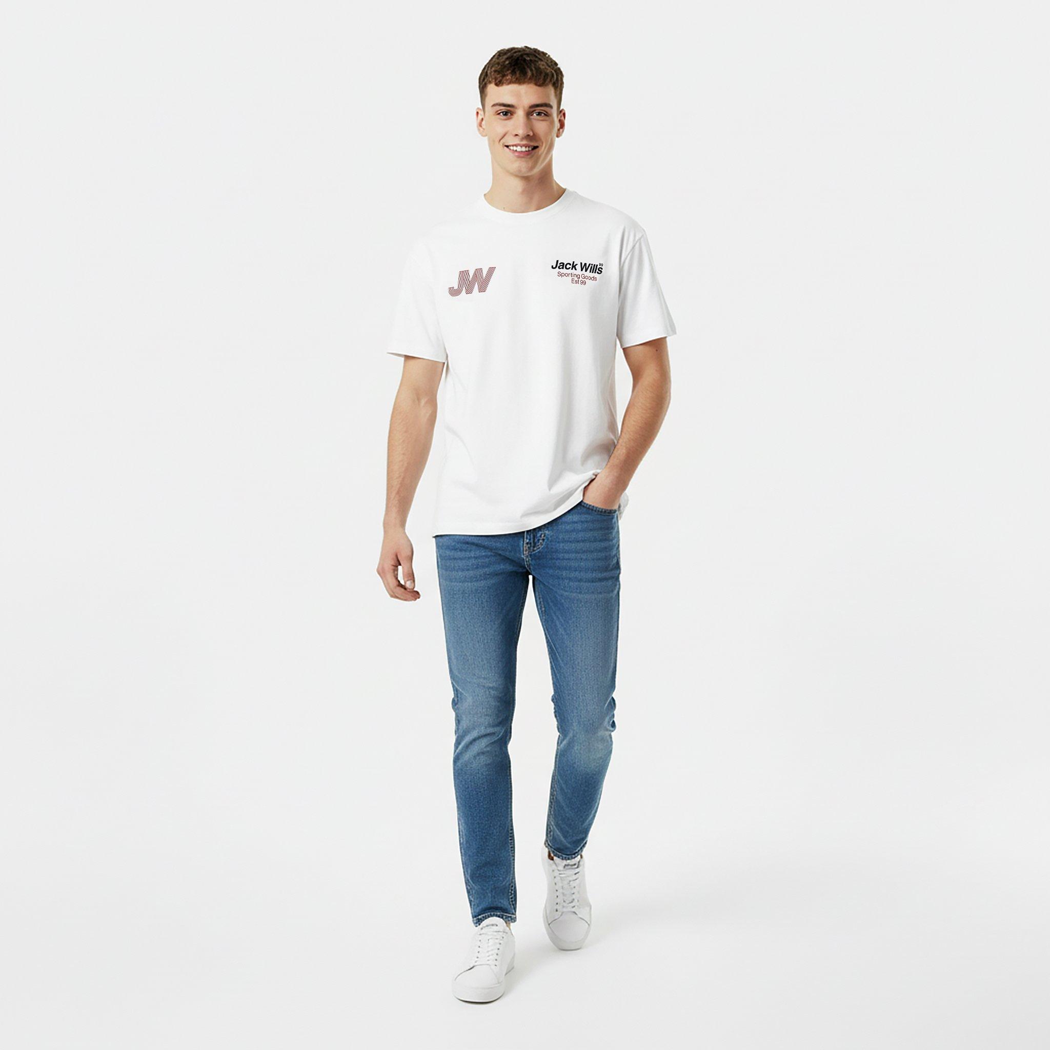 White - Jack Wills - Men's JW Sporty Initial Regular Fit T-Shirt - 5