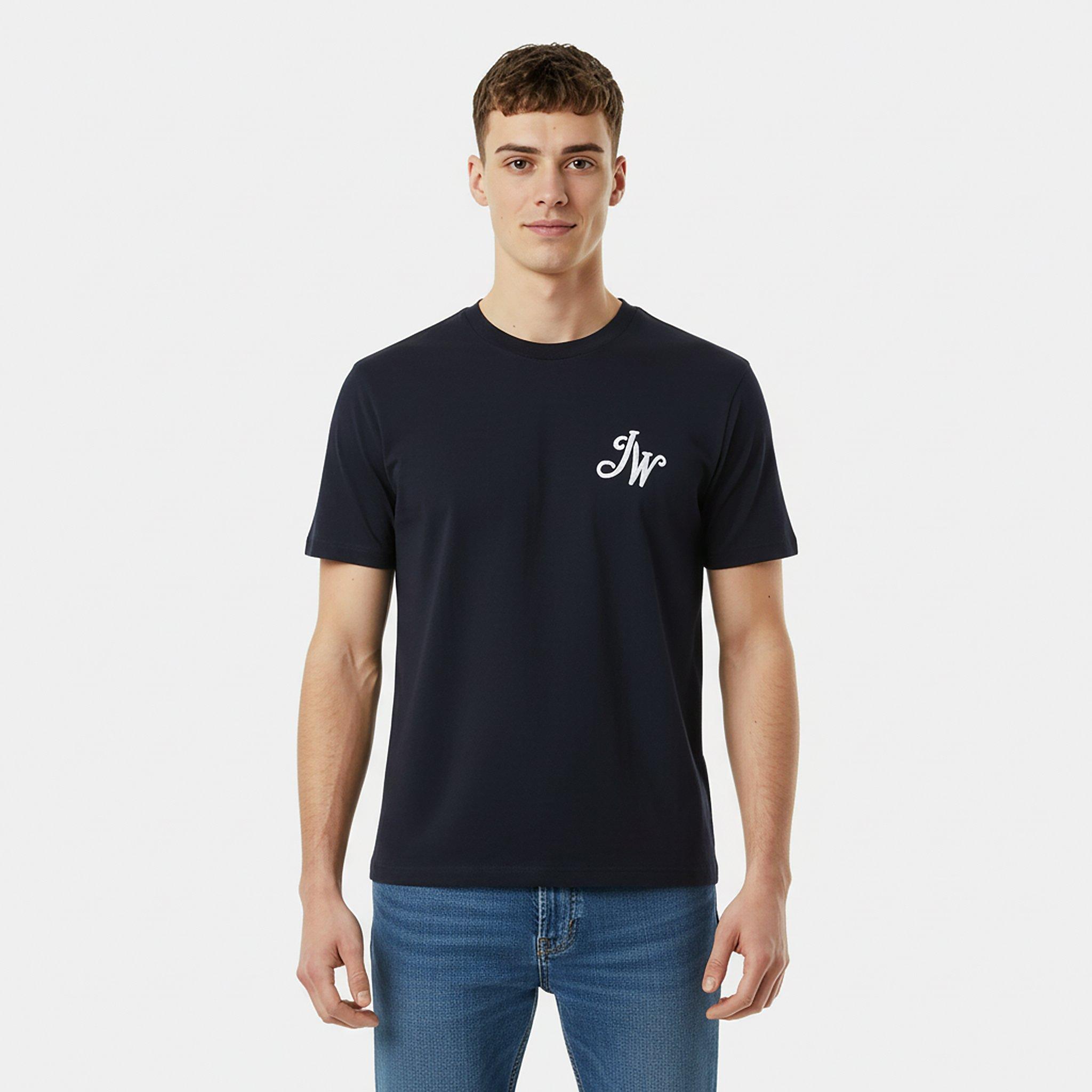 Navy - Jack Wills - Men's JW Script Initial Regular Fit T-Shirt - 3