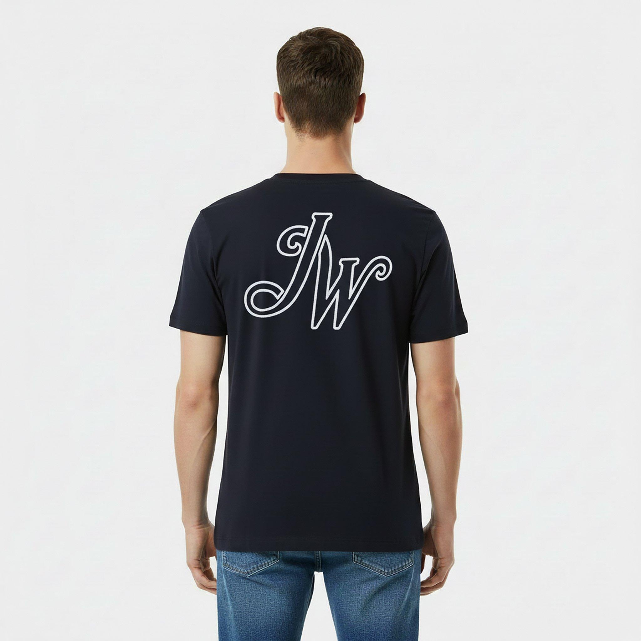 Navy - Jack Wills - Men's JW Script Initial Regular Fit T-Shirt - 4