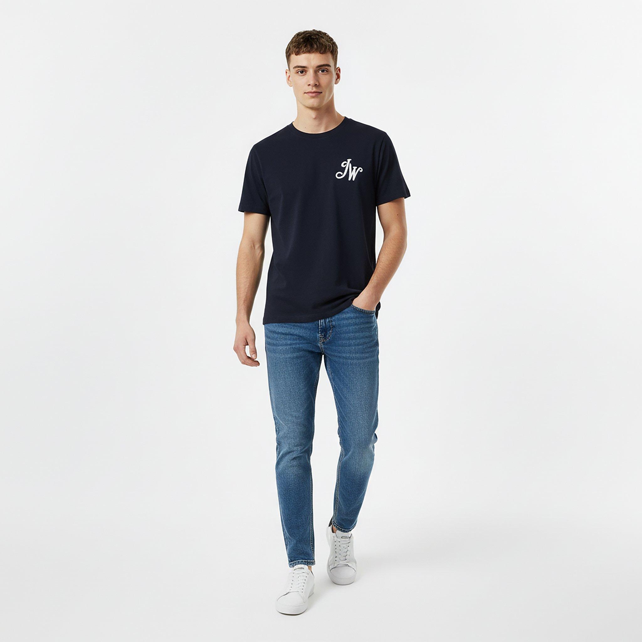 Navy - Jack Wills - Men's JW Script Initial Regular Fit T-Shirt - 5