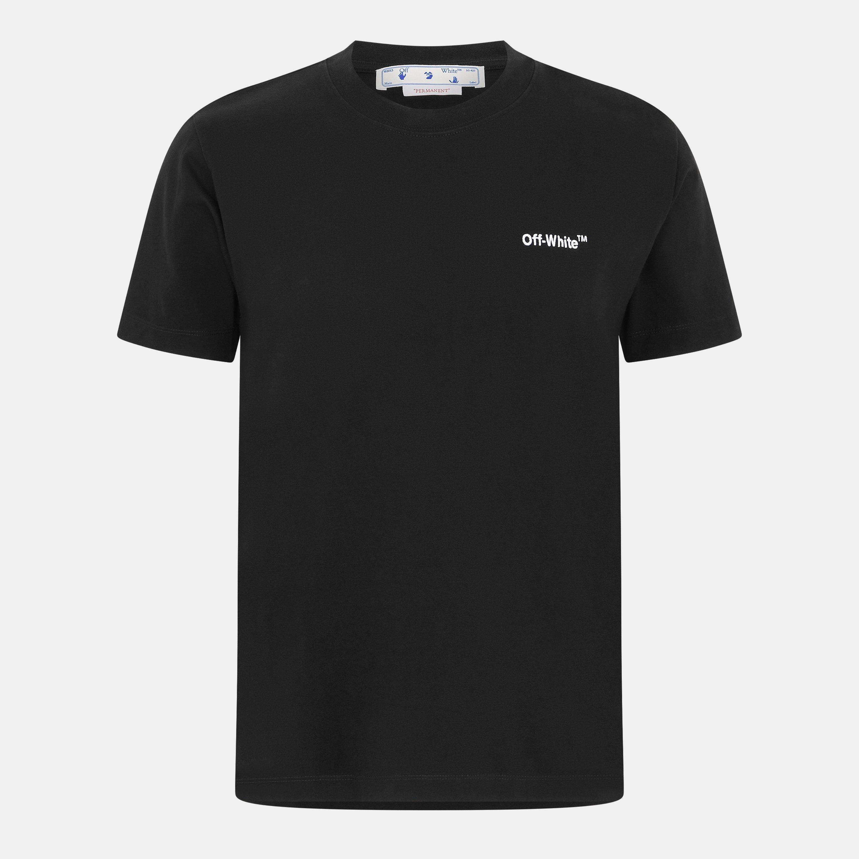 Black/White - Off White - Men's Helvetica Logo Short Sleeve Typography T-Shirt - 1