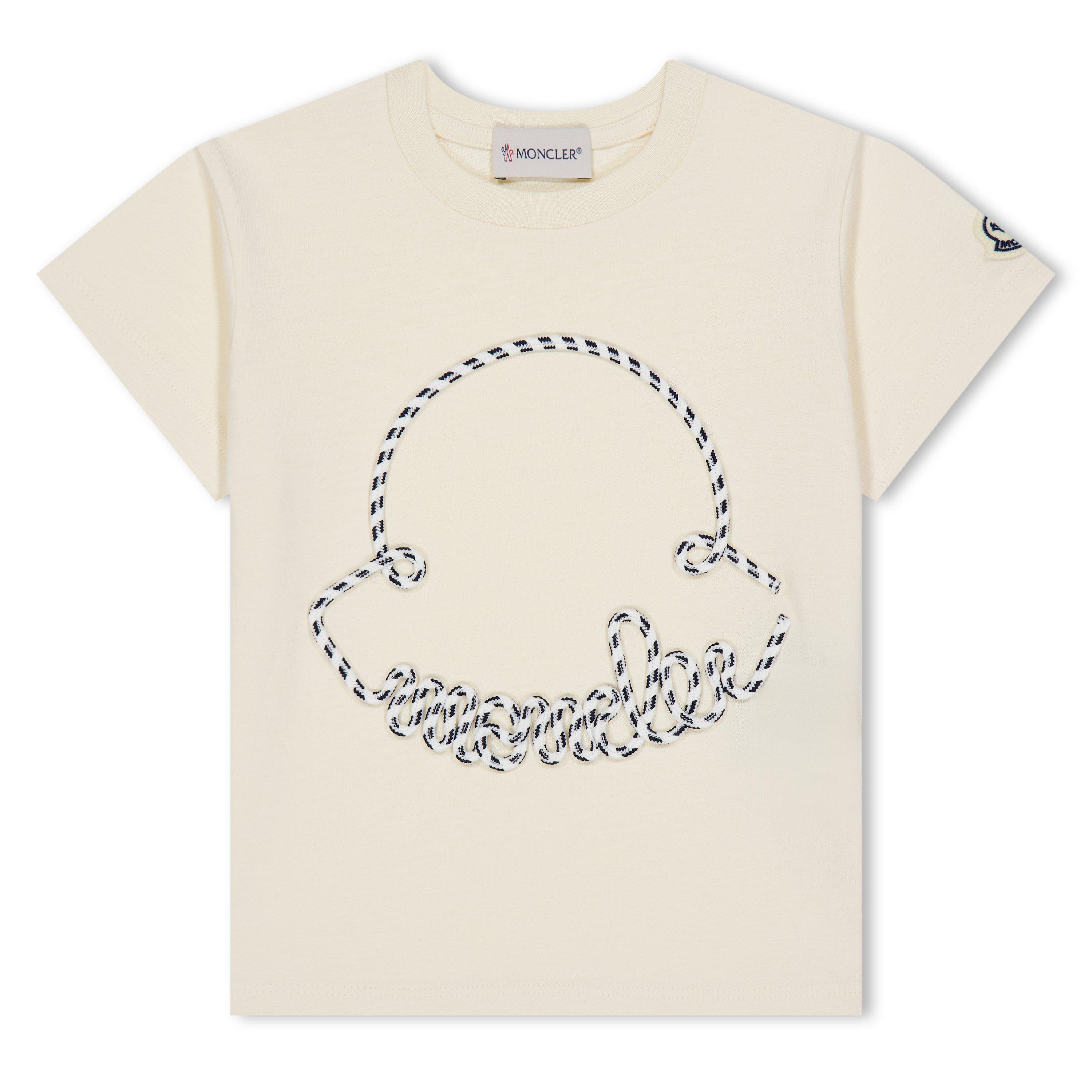 White 050 - Moncler - Kids' Rope Logo Appliquéd Regular Fit T-Shirt - 1