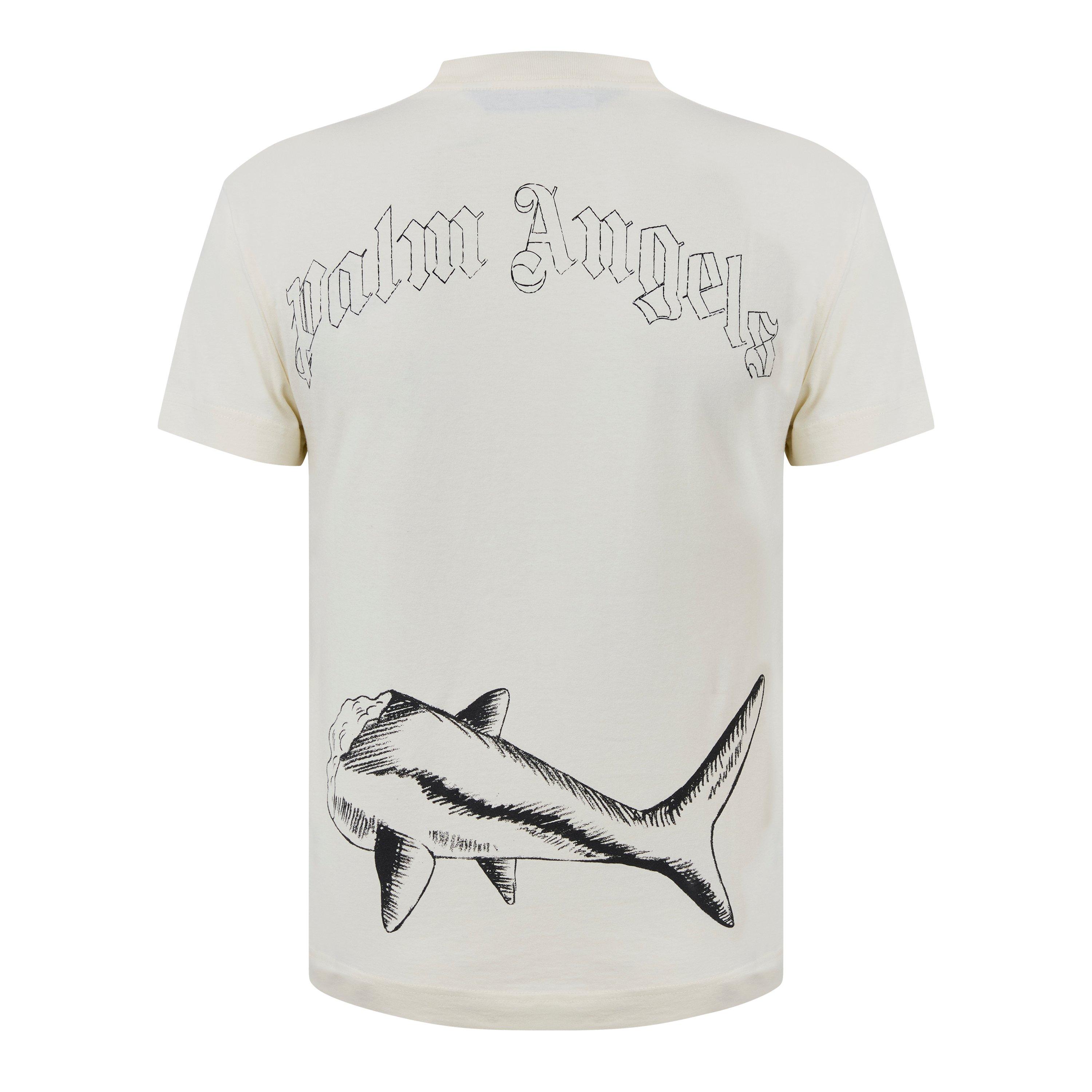 Beige - Palm Angels - Men's Shark Regular Fit T-Shirt - 2