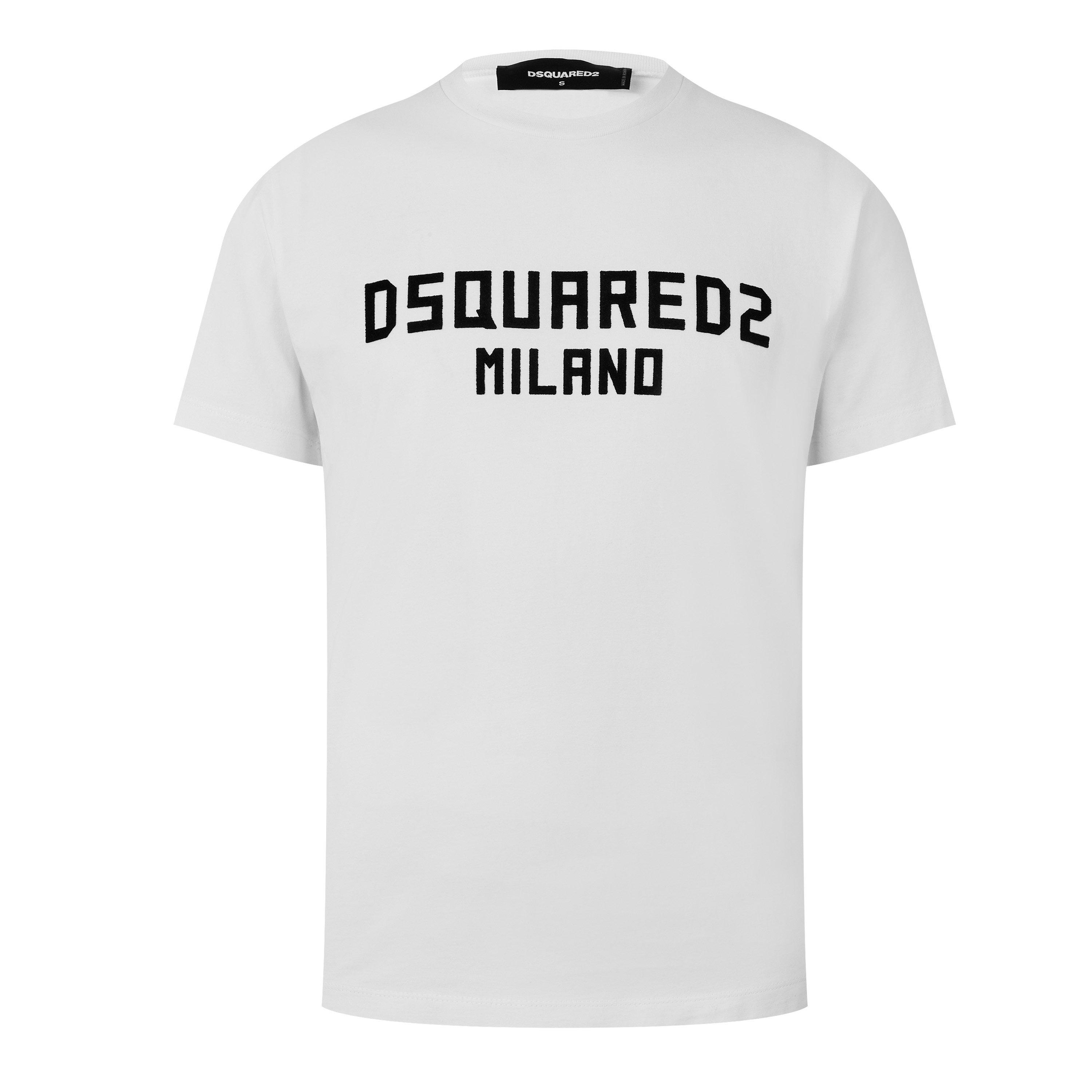DSquared2 Dsquared2 Milano Cool Fit Logo Print T-Shirt - White Black - XL