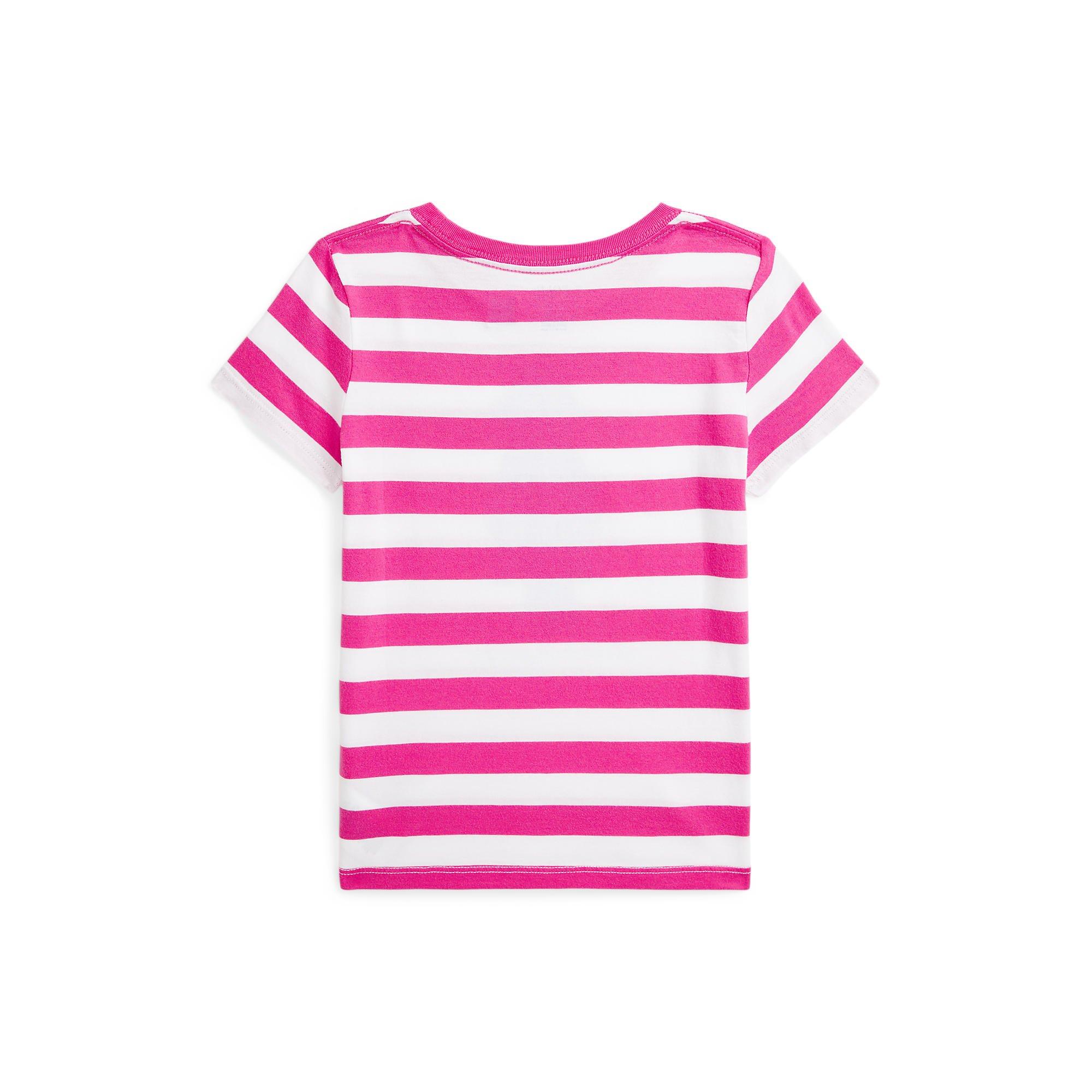 Pink/White - Polo Ralph Lauren - Striped Polo Bear Cotton Jersey T-Shirt Juniors - 2