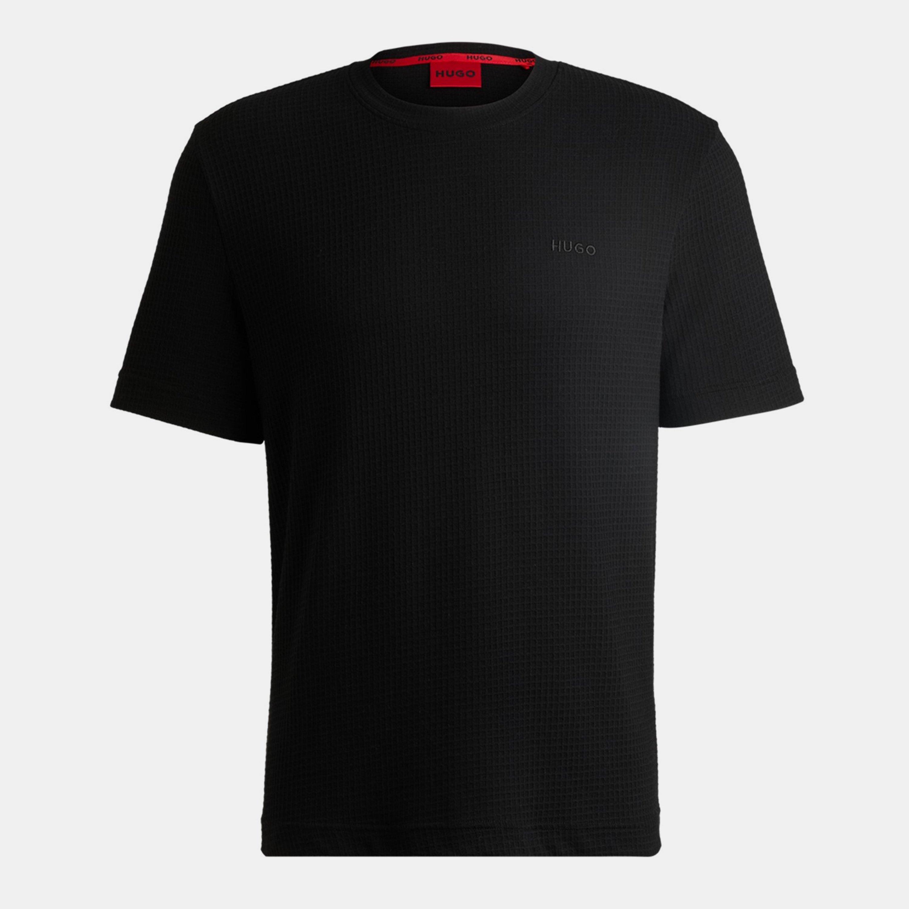 Black 001 - Hugo - Men's Austin Cotton Short Sleeve Pyjama Top