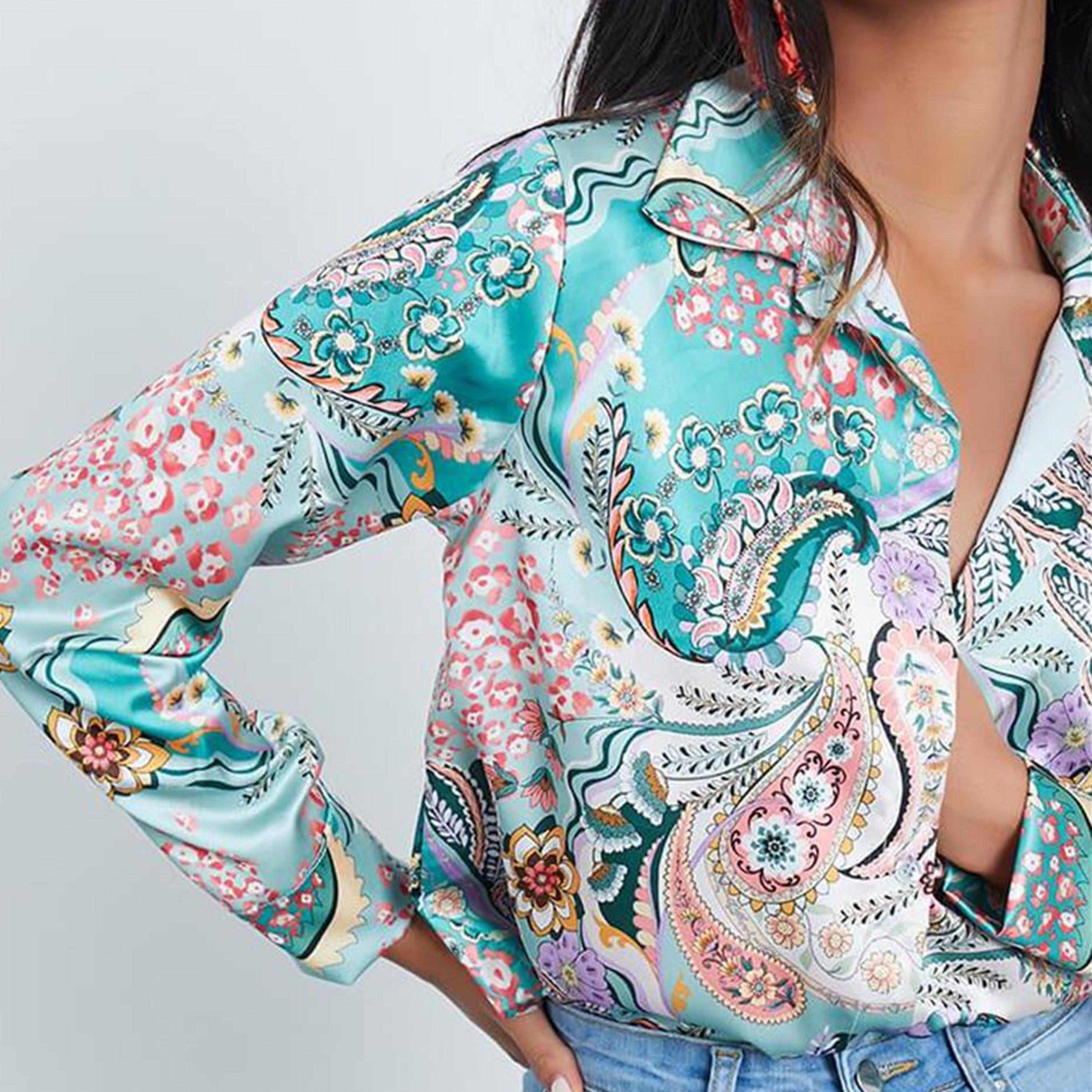 Castanho - I Saw It First - ISAWITFIRST Multi Paisley Scarf Print Satin Shirt - 5