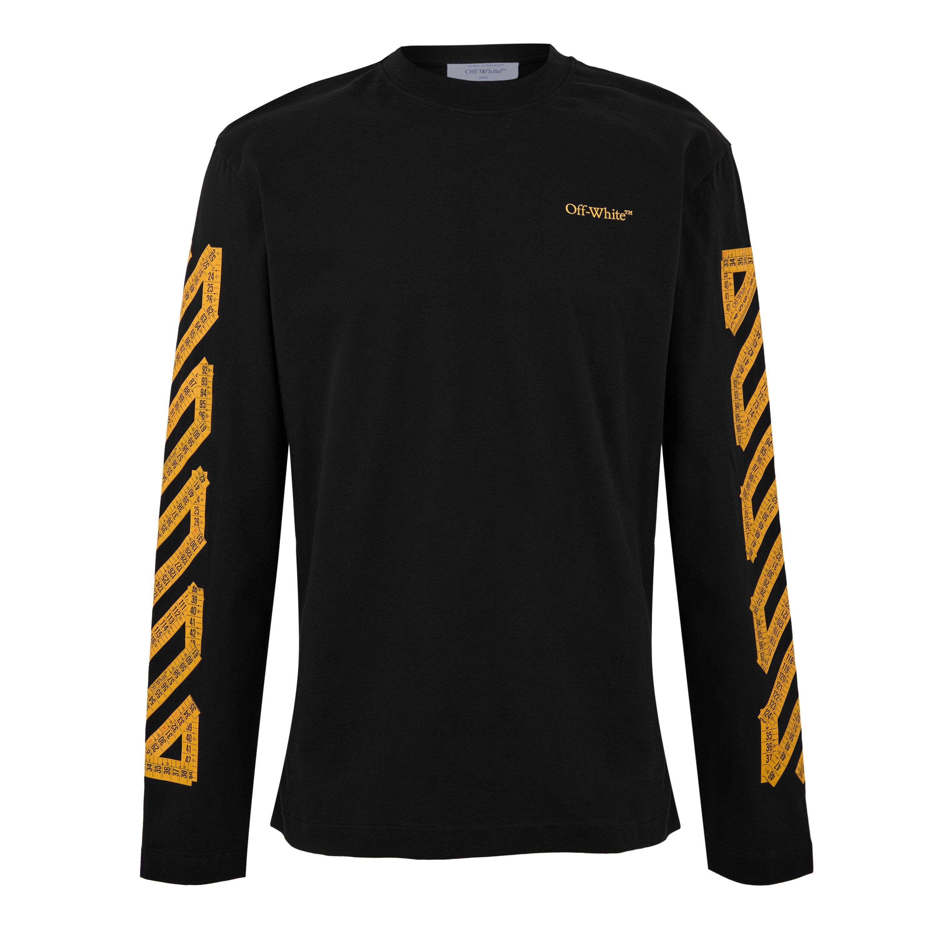 Black - Off White - Men's Tape Cotton Long Sleeve T-Shirt - 1