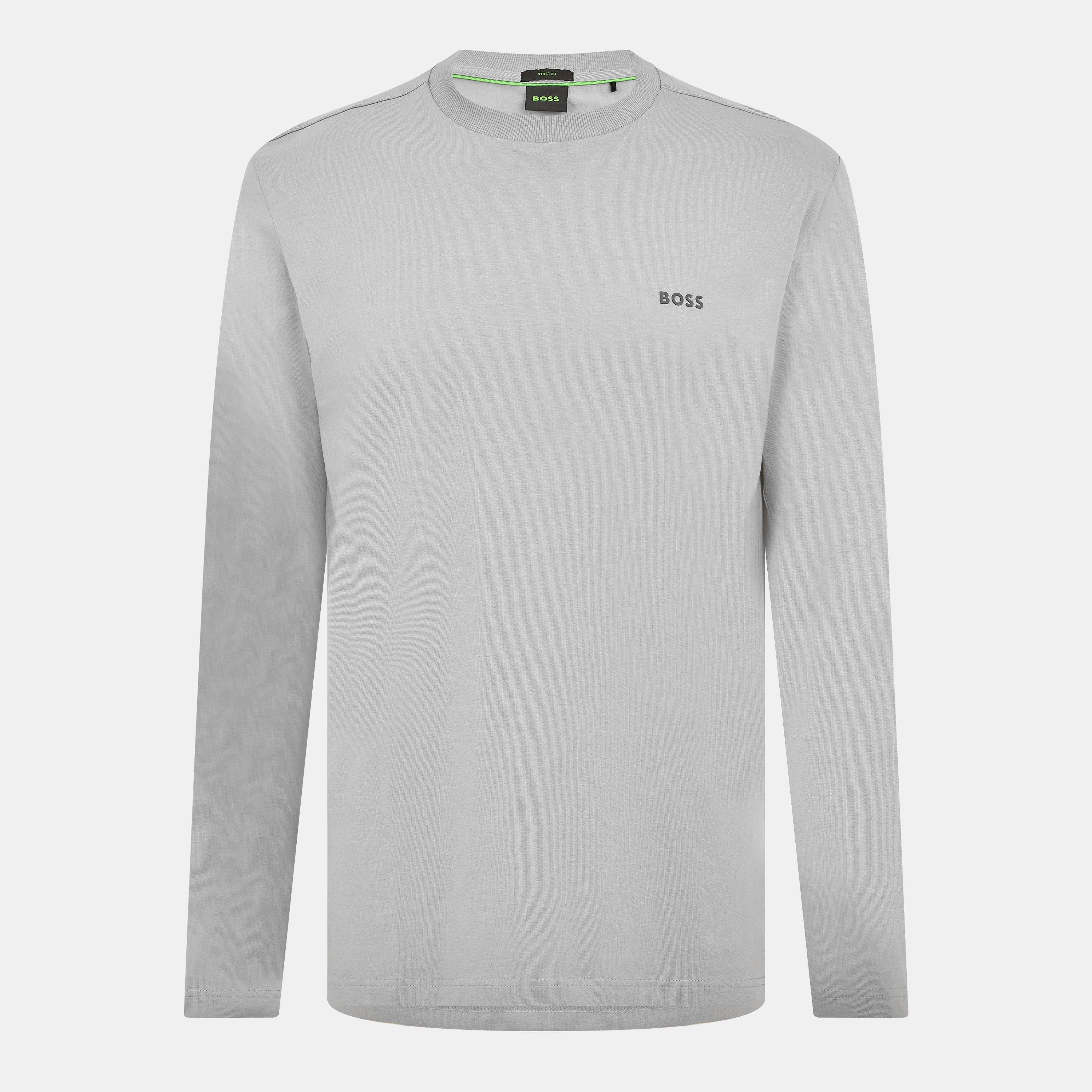 Boss Mens BOSS GREEN Long Sleeve T-Shirt with Iconic Logo Detail - Open Grey 063 - XL