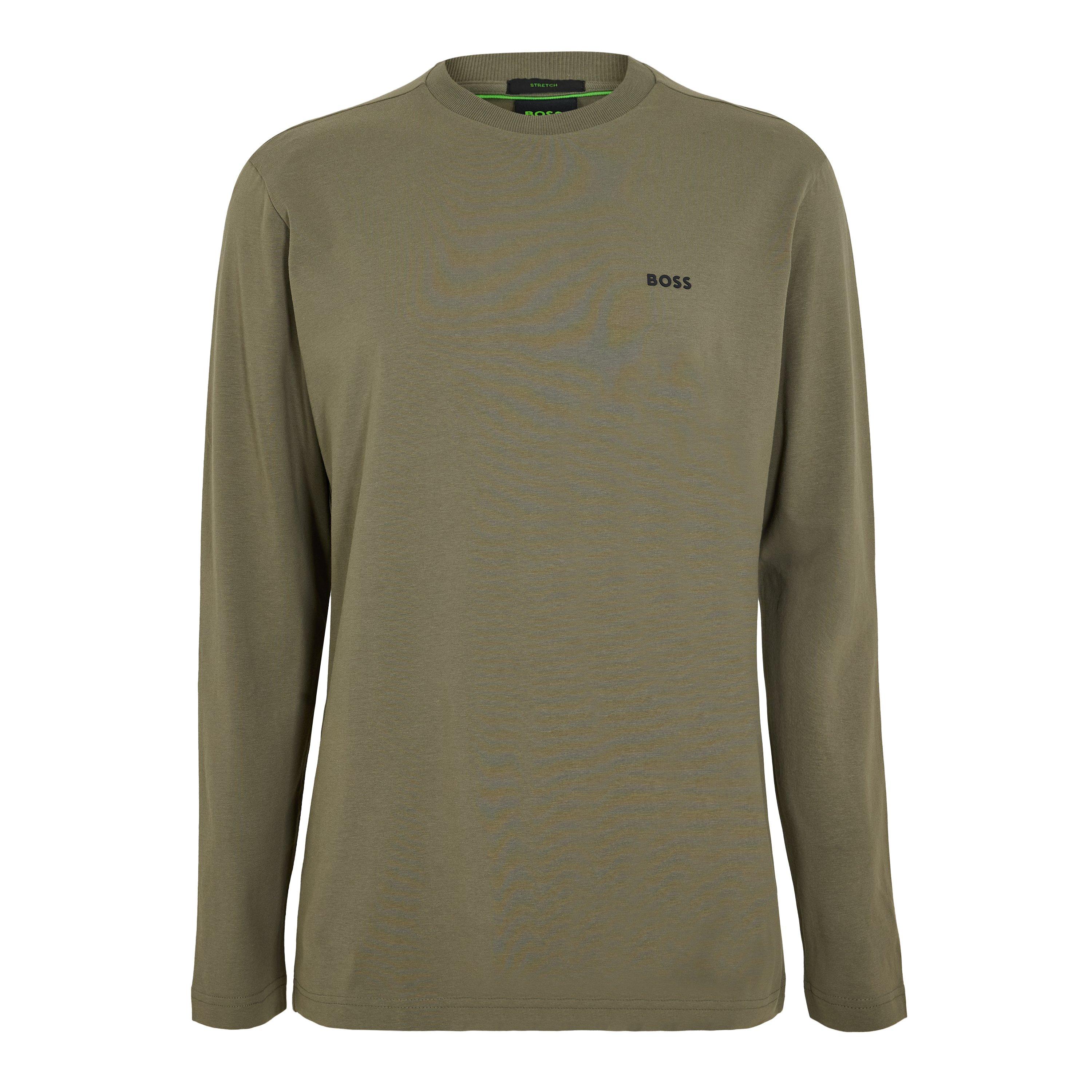 Boss Men's Green Long Sleeve T-Shirt With Iconic Logo Detail - Dark Beige 257 - L