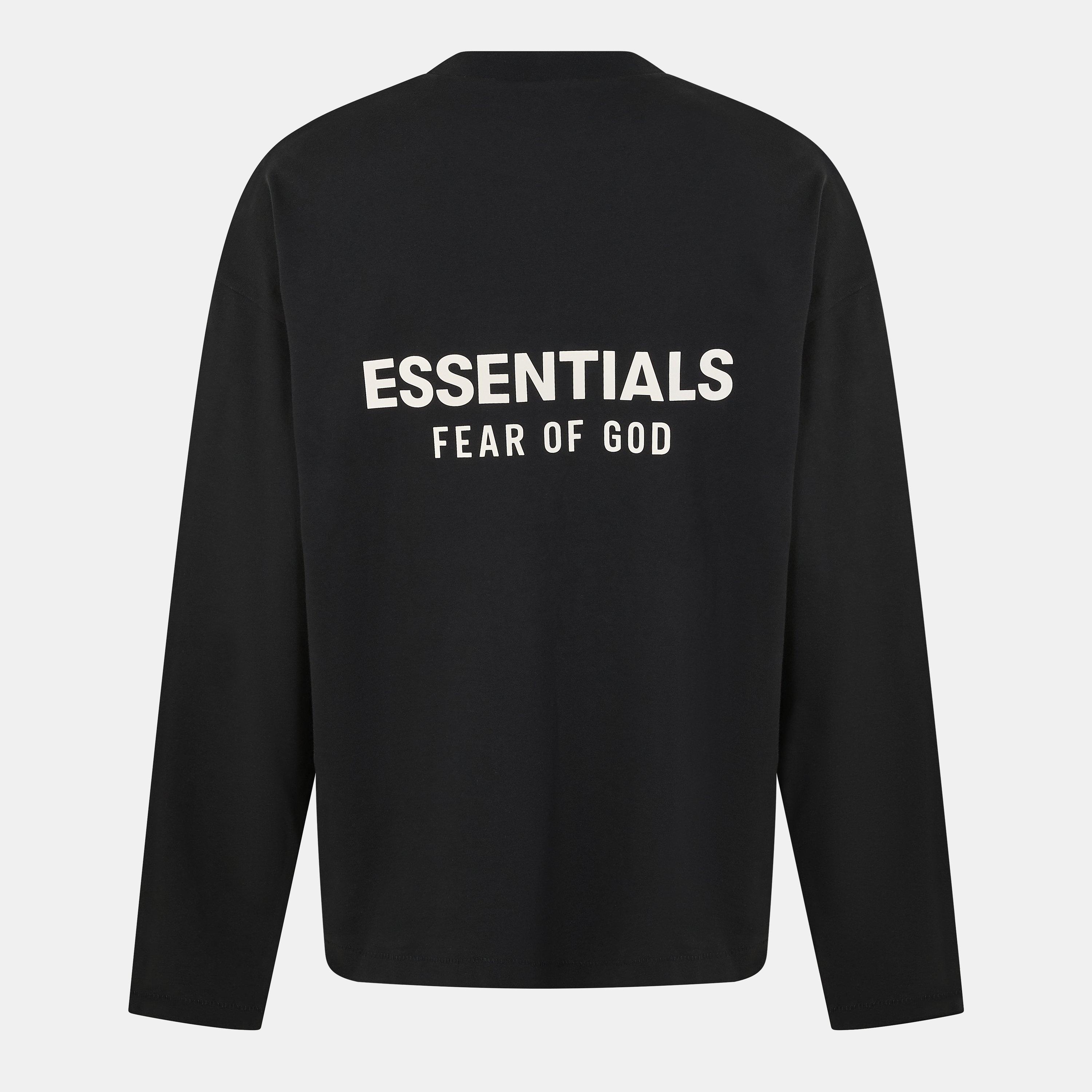 Jet Black - Fear Of God Essentials - Men's Long-Sleeve T-Shirt - 2
