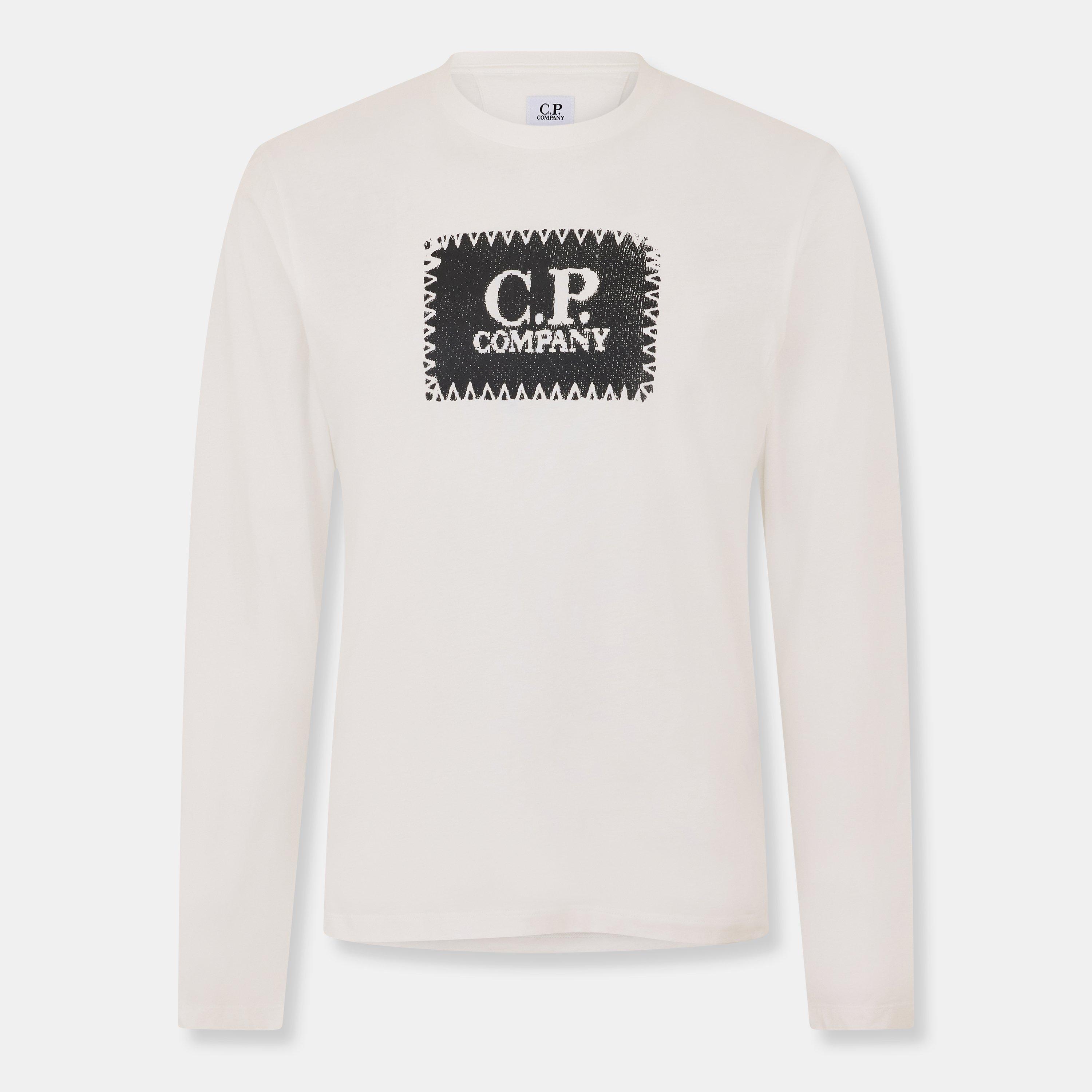 Gauze White 103 - CP Company - Men's 1 Logo Long Sleeve T-Shirt - 1