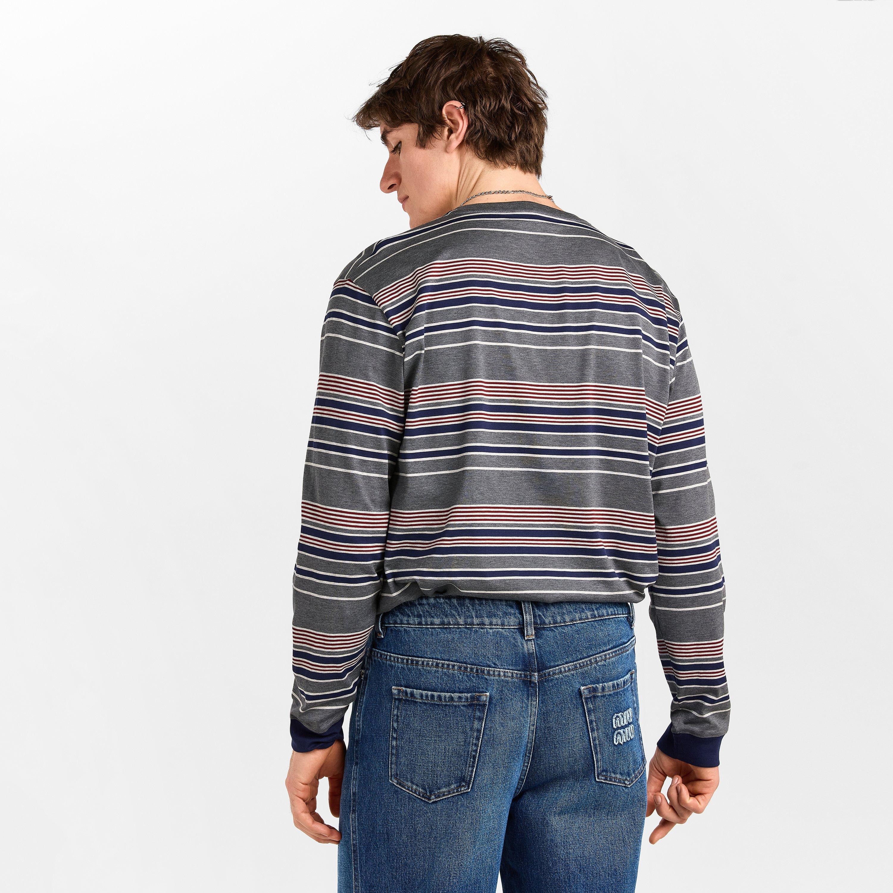 Ardesia Bleu - Miu Miu - Mens Striped Jersey T-Shirt - 4