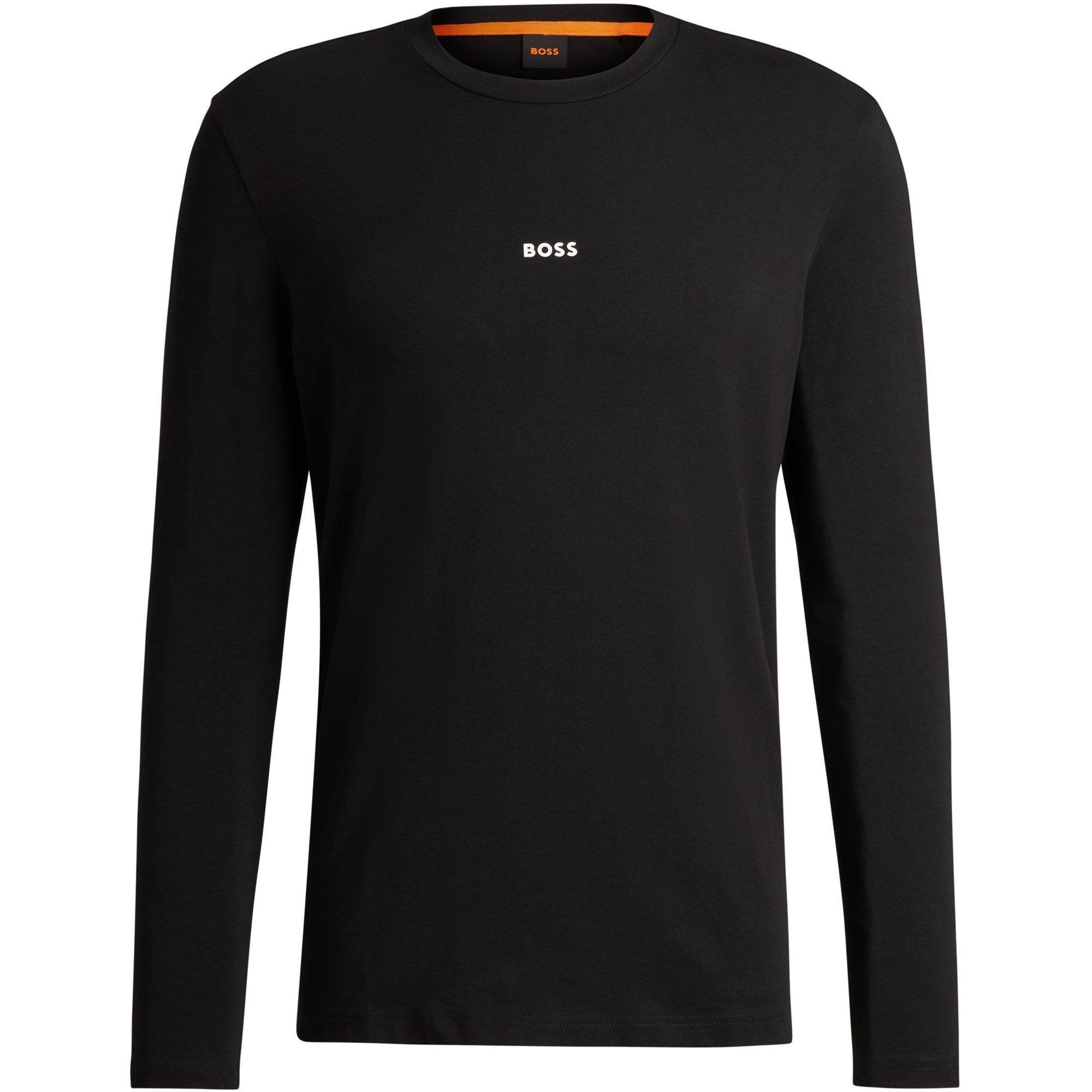 Boss Men's Tchark Orange Cotton Long Sleeve T-Shirt - Black 001 - M