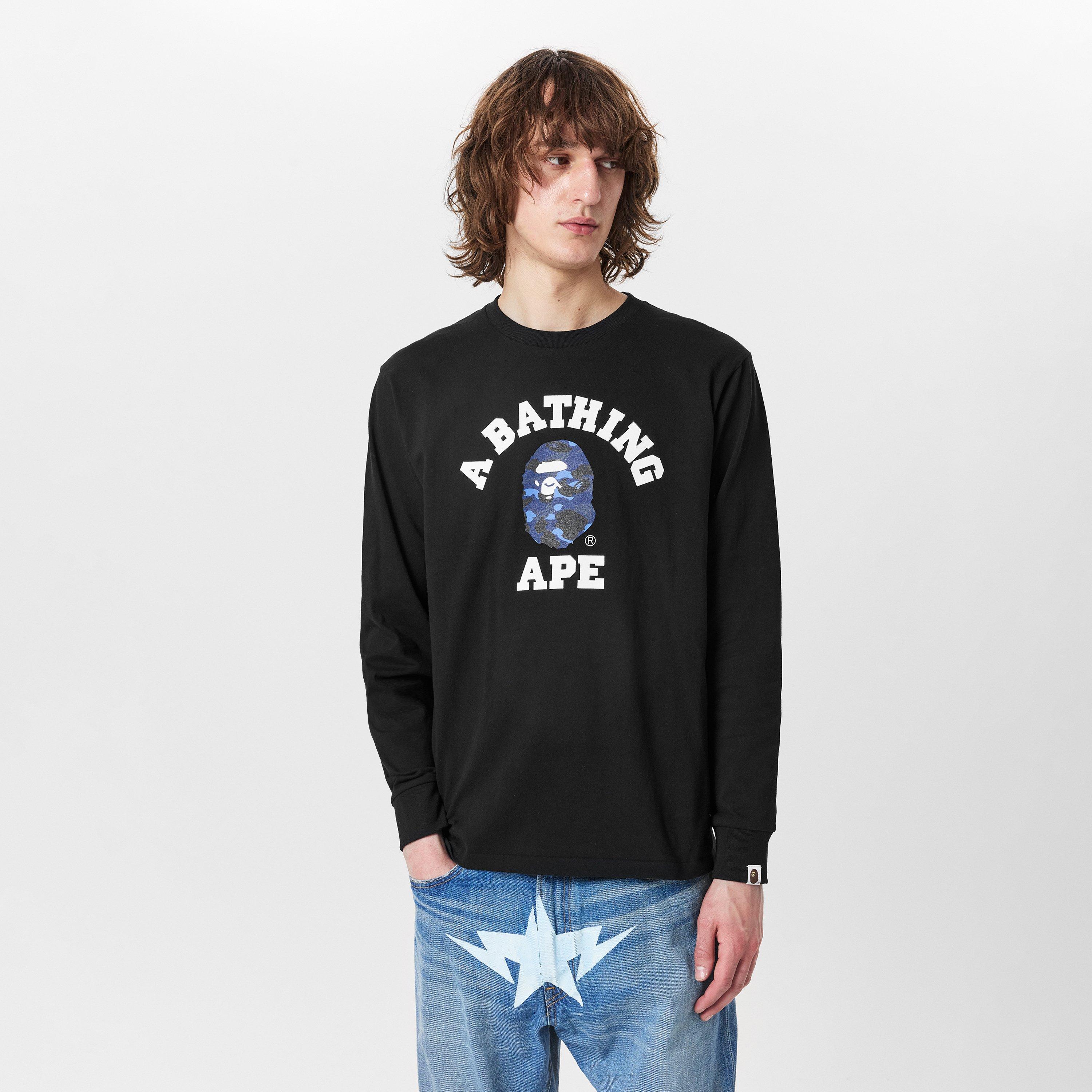 Black Navy - A Bathing Ape - Men's Bape College Long-Sleeve T-Shirt - 3