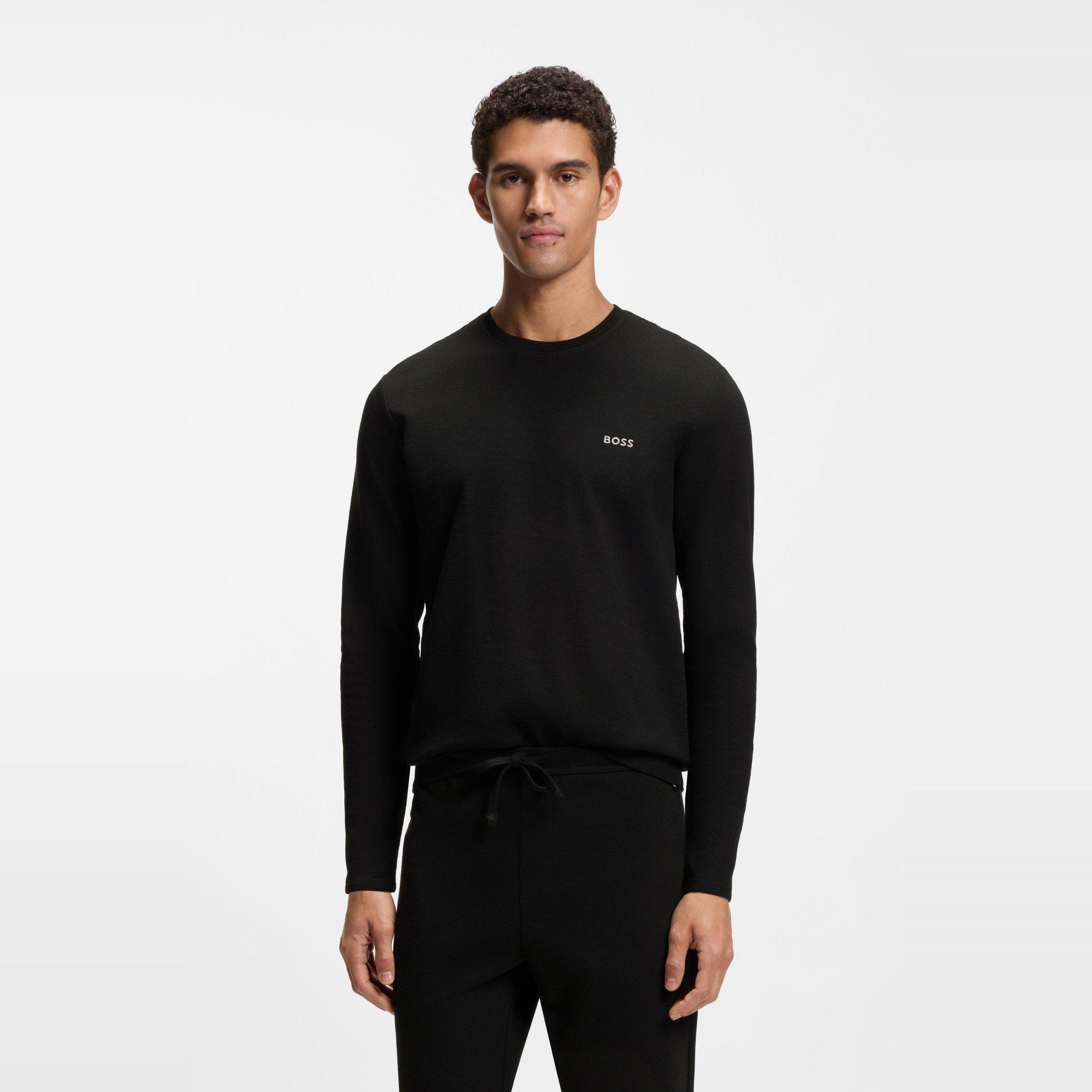 Black - Hugo - Hugo Waffle Ls-Shirt 10269584 01 - 2