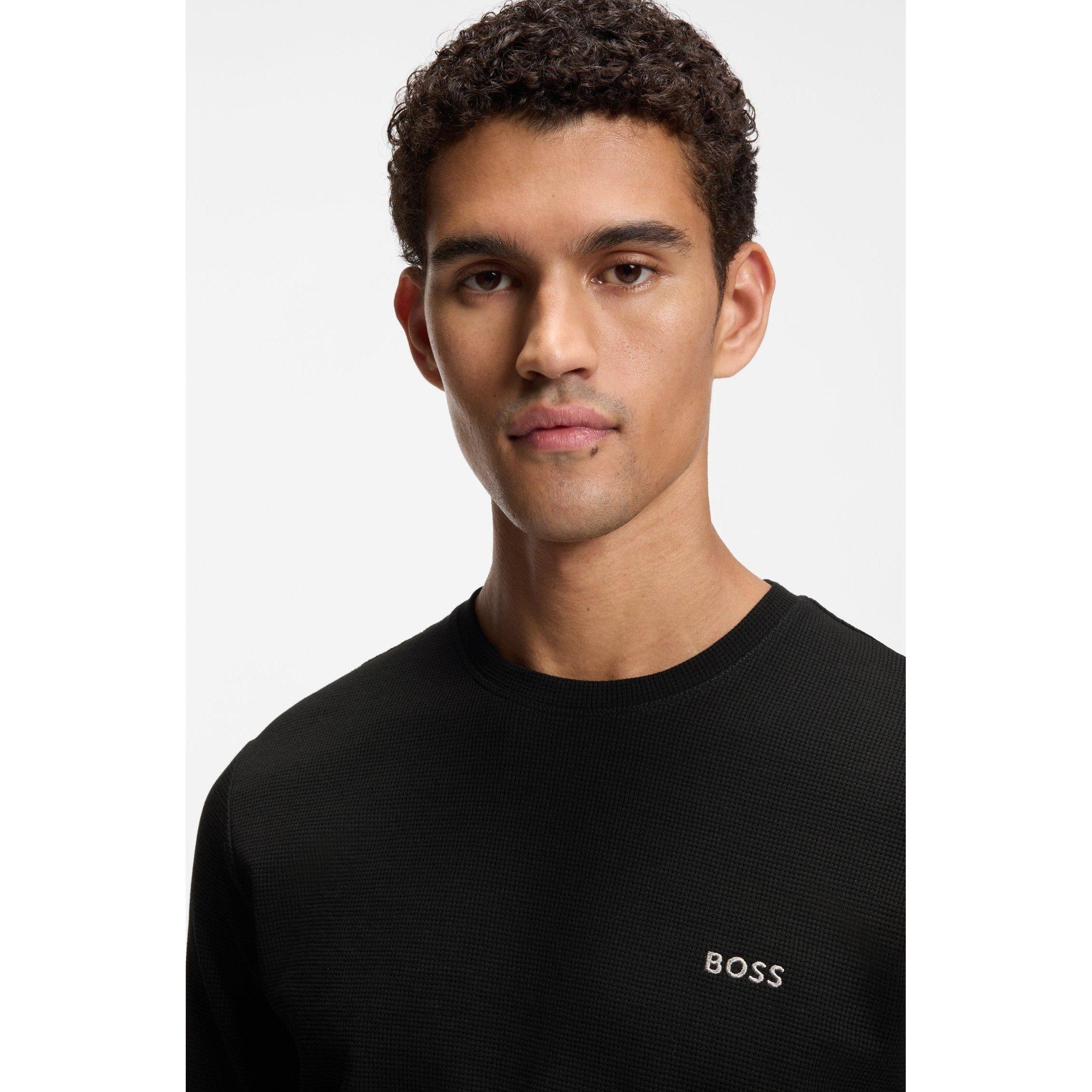 Black - Hugo - Hugo Waffle Ls-Shirt 10269584 01 - 4