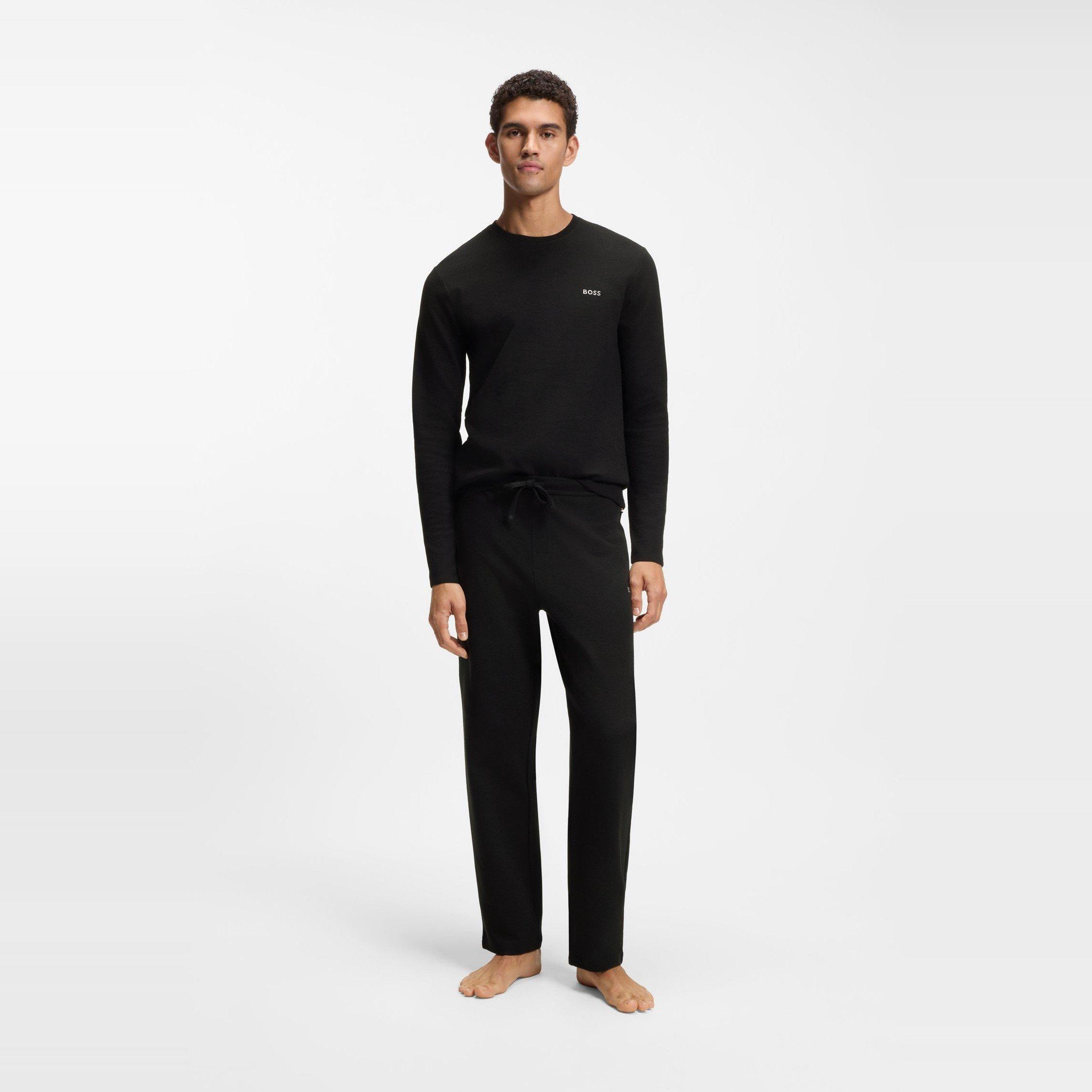Black - Hugo - Hugo Waffle Ls-Shirt 10269584 01 - 5