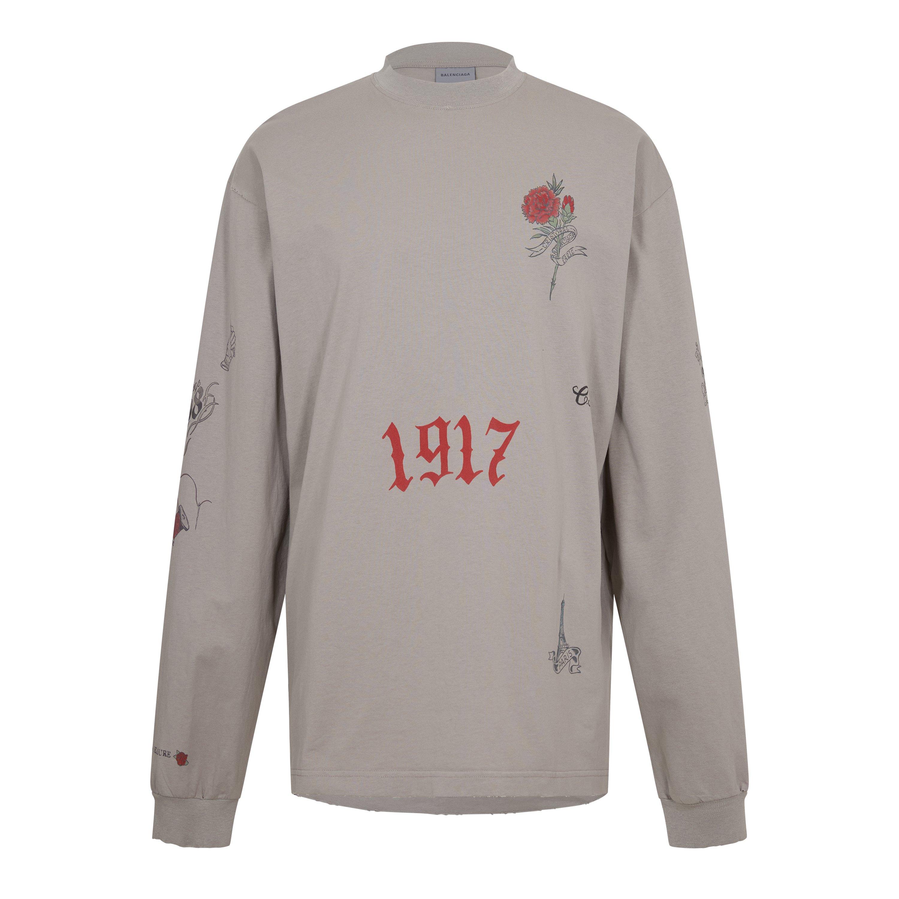 Cement Grey - Balenciaga - Men's Long Sleeve T-Shirt - 1