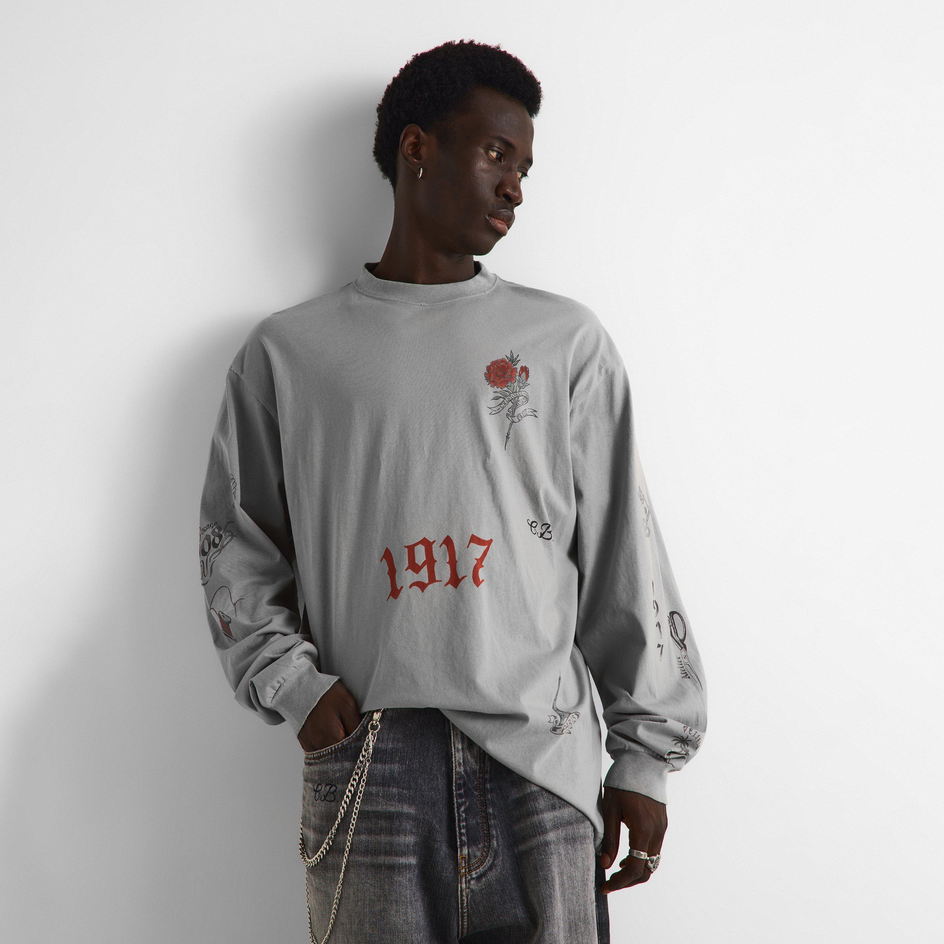 Cement Grey - Balenciaga - Men's Long Sleeve T-Shirt - 3