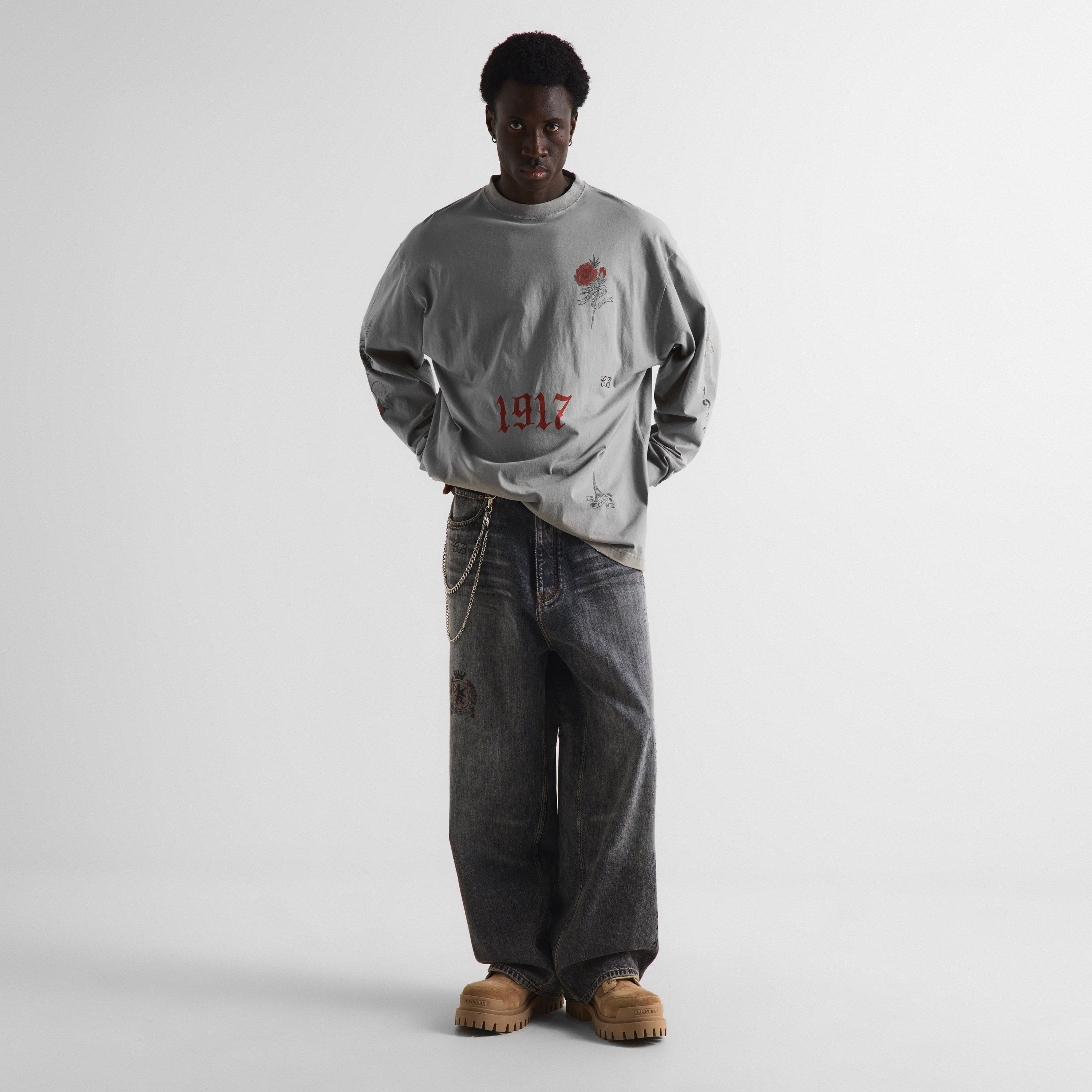 Cement Grey - Balenciaga - Men's Long Sleeve T-Shirt - 6