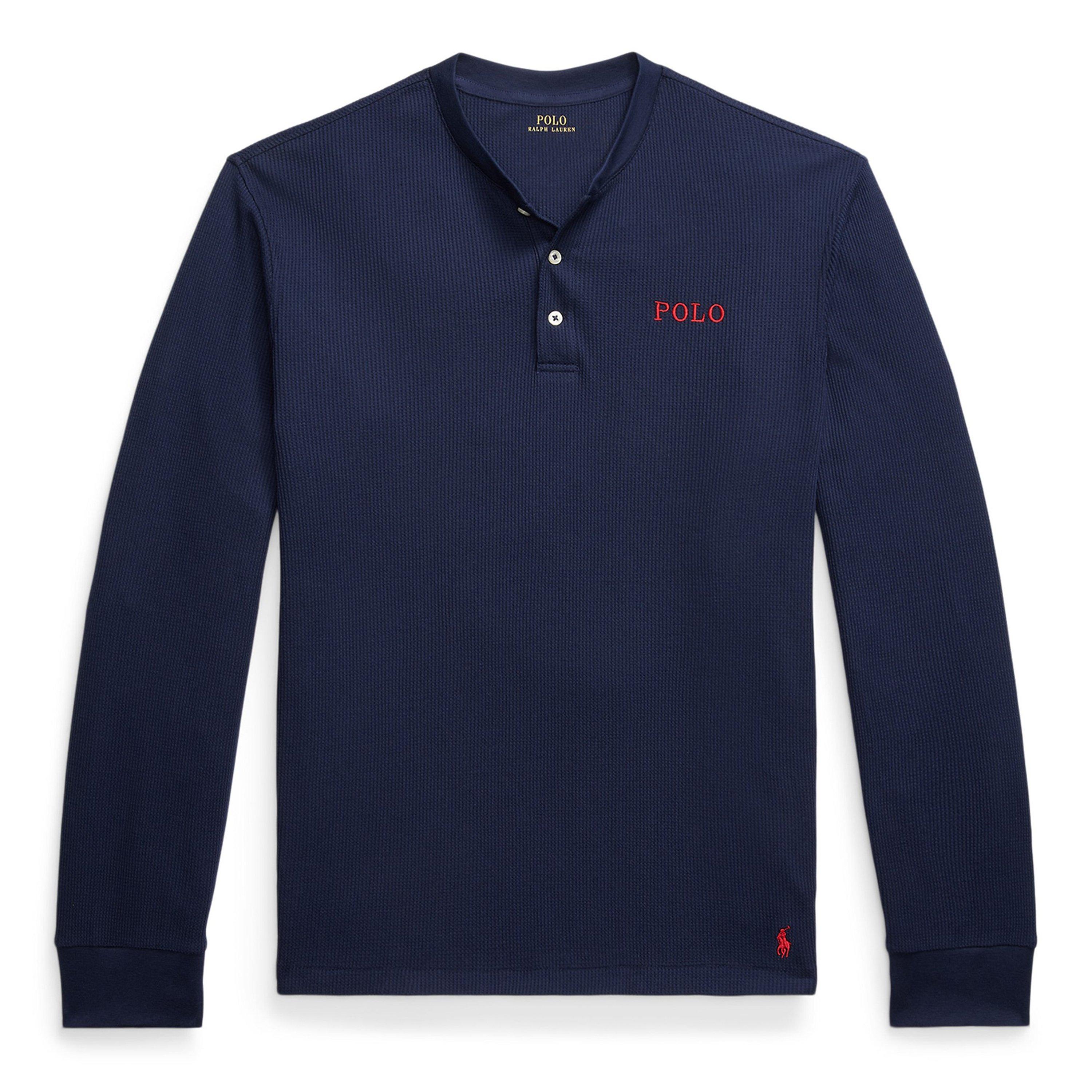 Polo Ralph Lauren Men's Cruise Navy Waffle Henley Long Sleeve T-Shirt - S