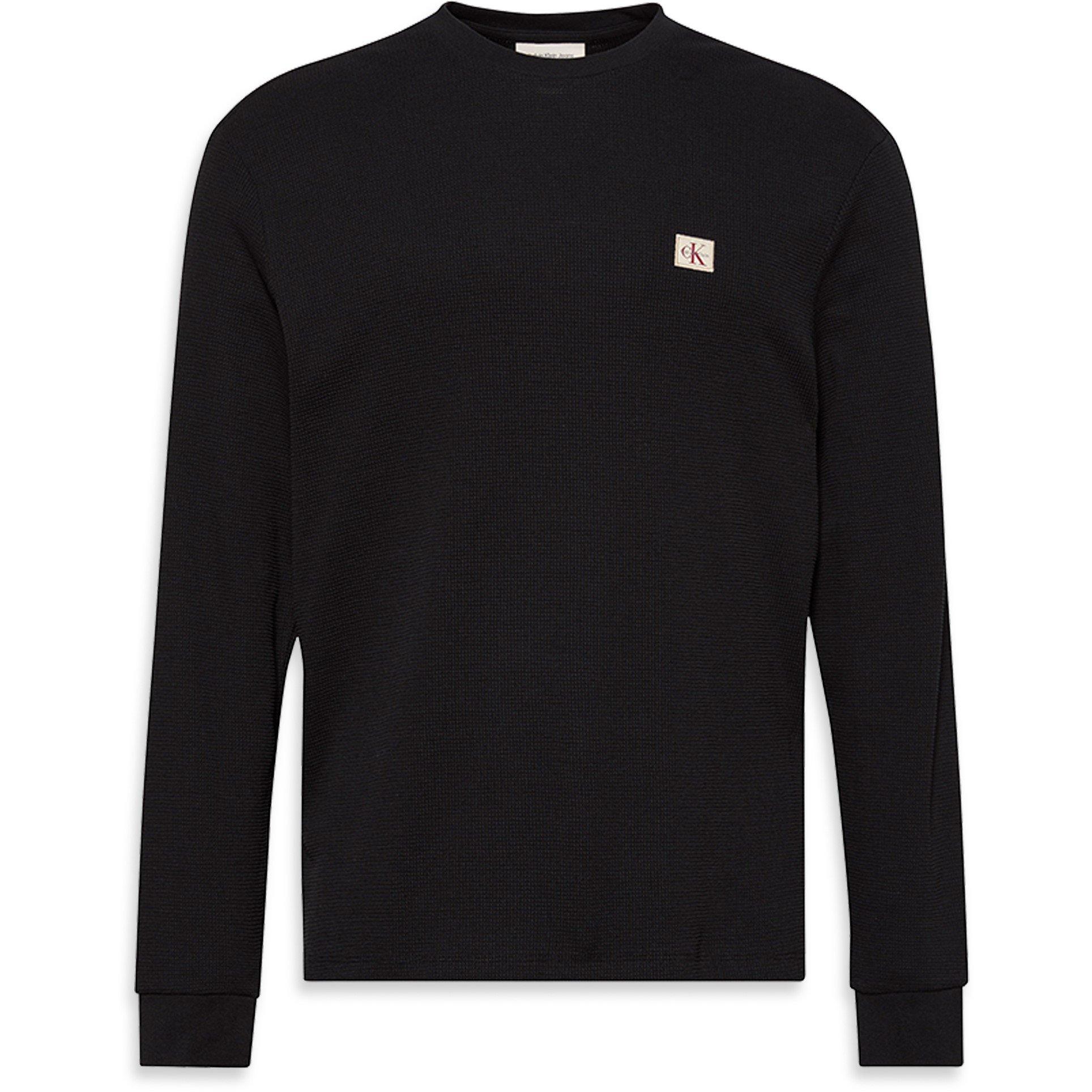 Black UB1 - Calvin Klein Jeans - Men's CKJ Waffle Long-Sleeve T-Shirt - 1