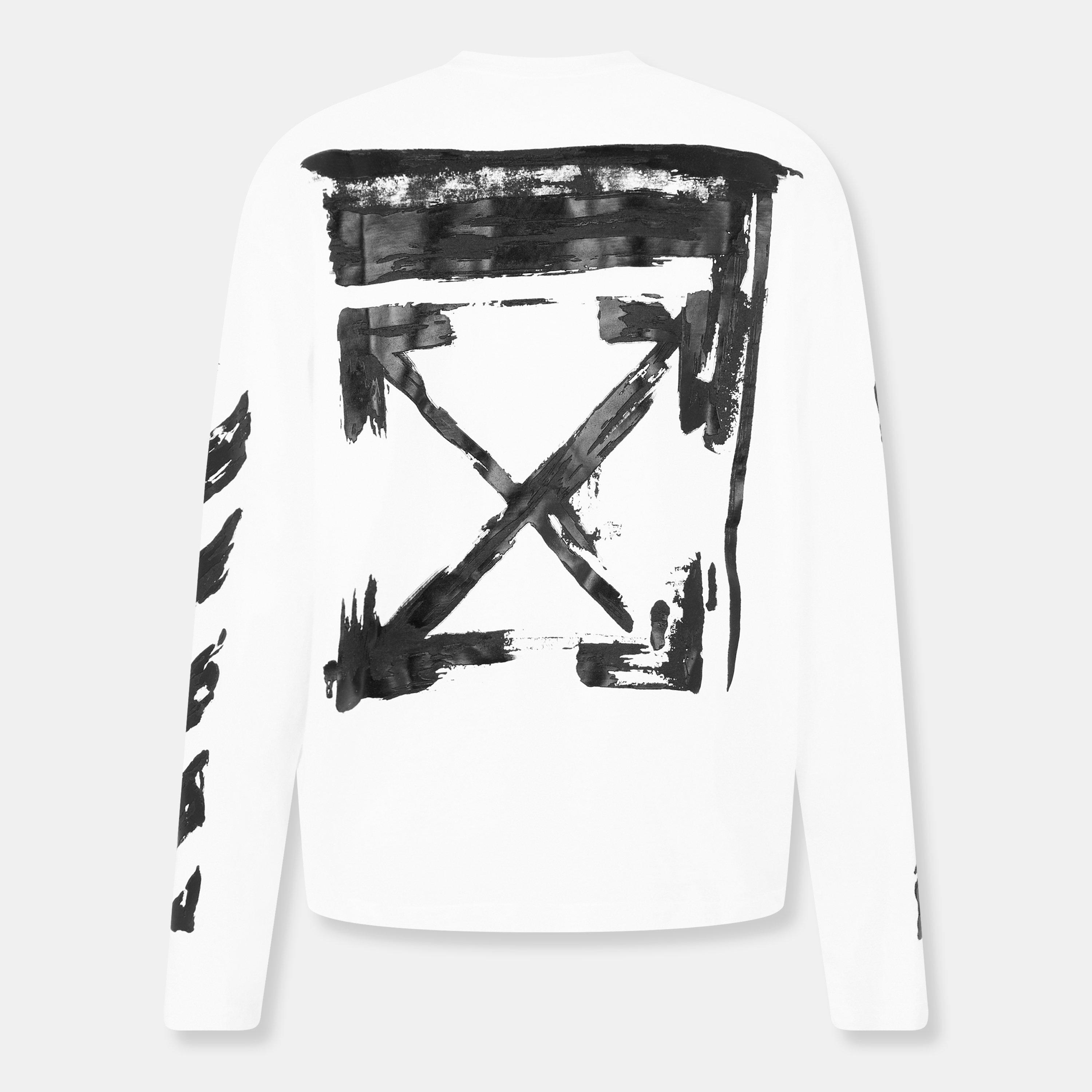 White Black - Off White - Men's Skate Long Sleeve Relaxed Fit T-Shirt - 2