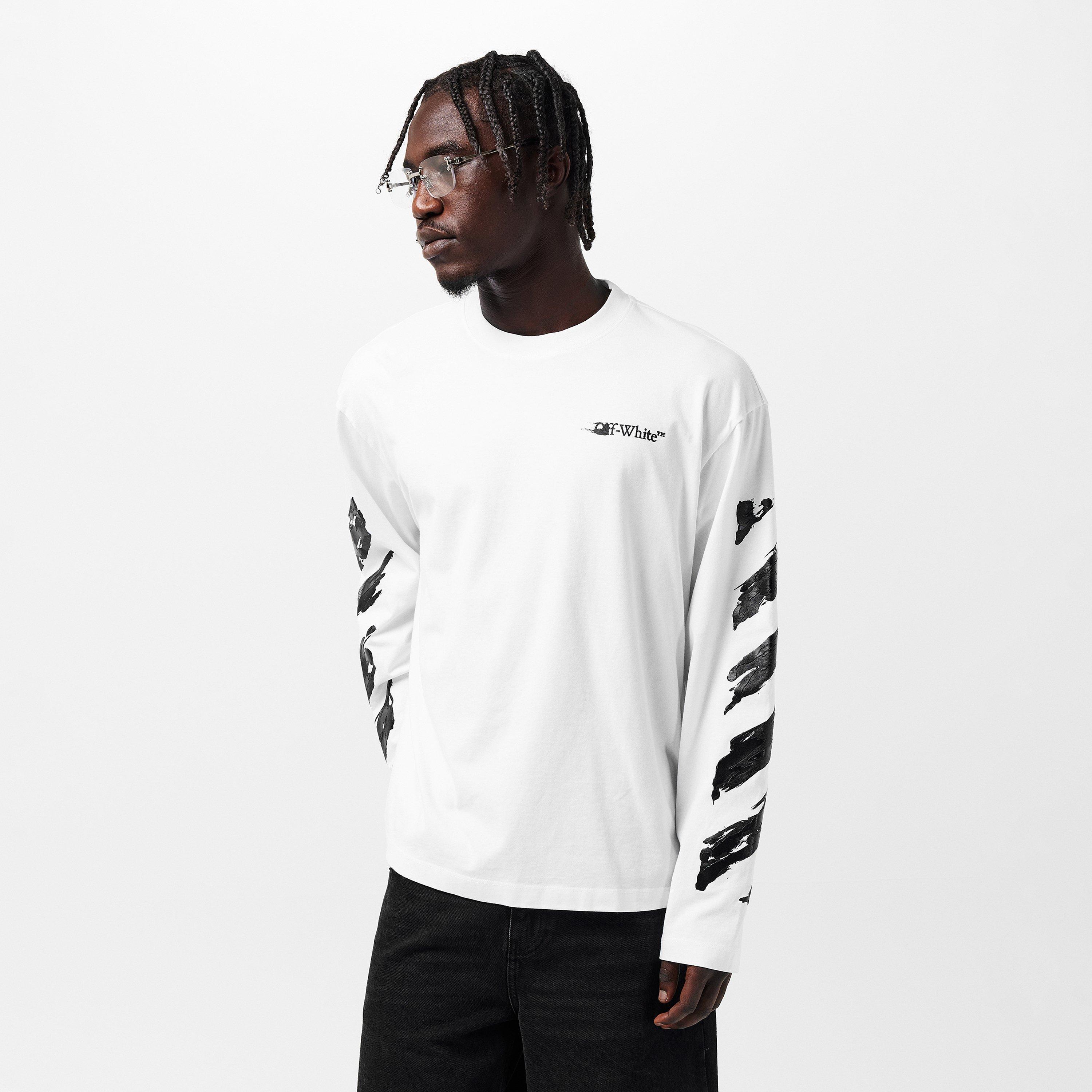 White Black - Off White - Men's Skate Long Sleeve Relaxed Fit T-Shirt - 3