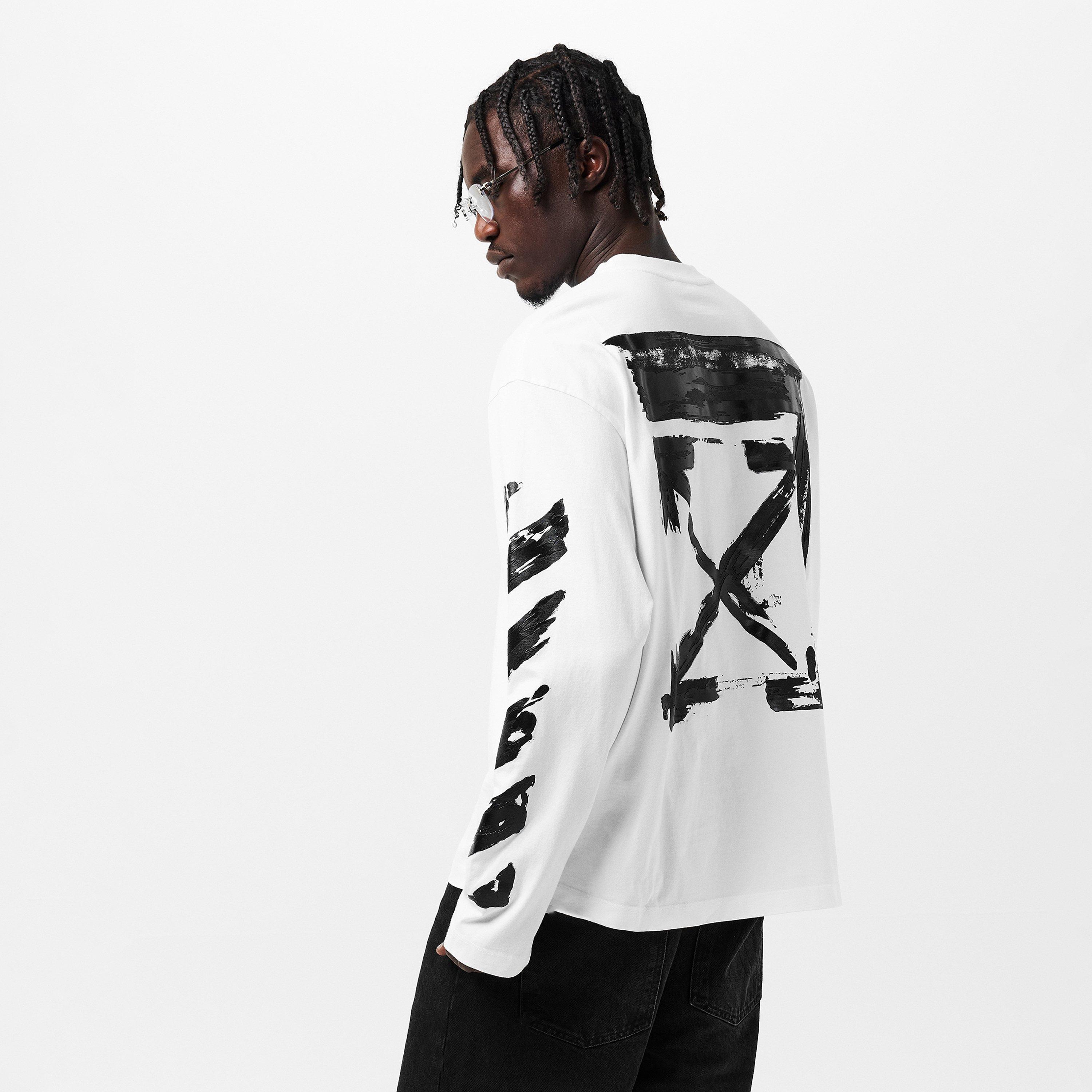 White Black - Off White - Men's Skate Long Sleeve Relaxed Fit T-Shirt - 4