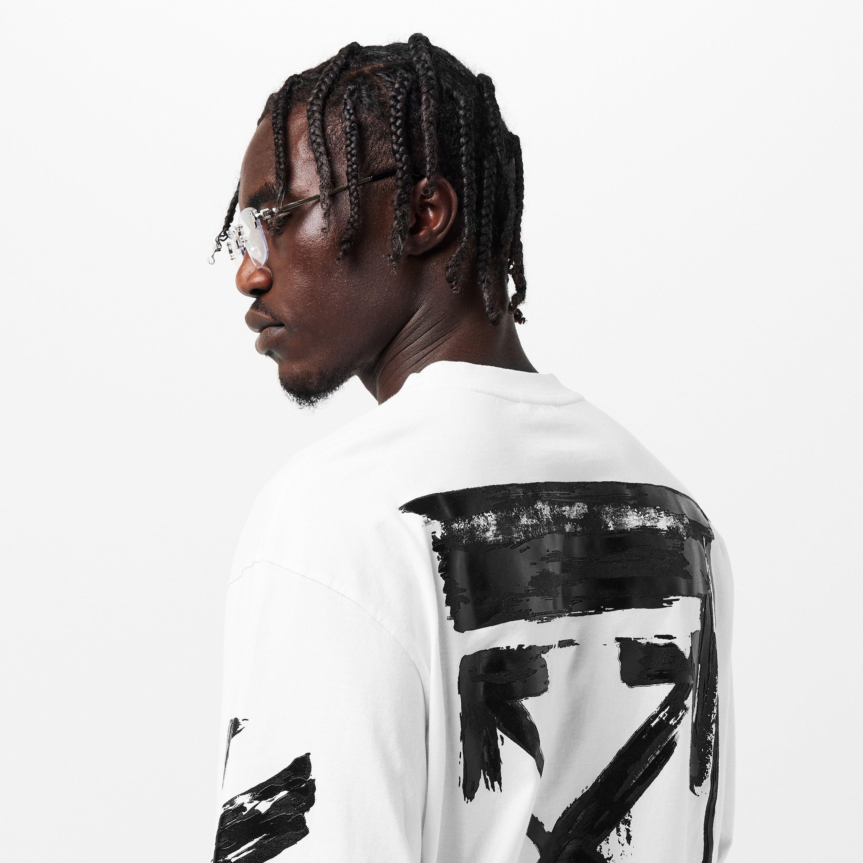 White Black - Off White - Men's Skate Long Sleeve Relaxed Fit T-Shirt - 5