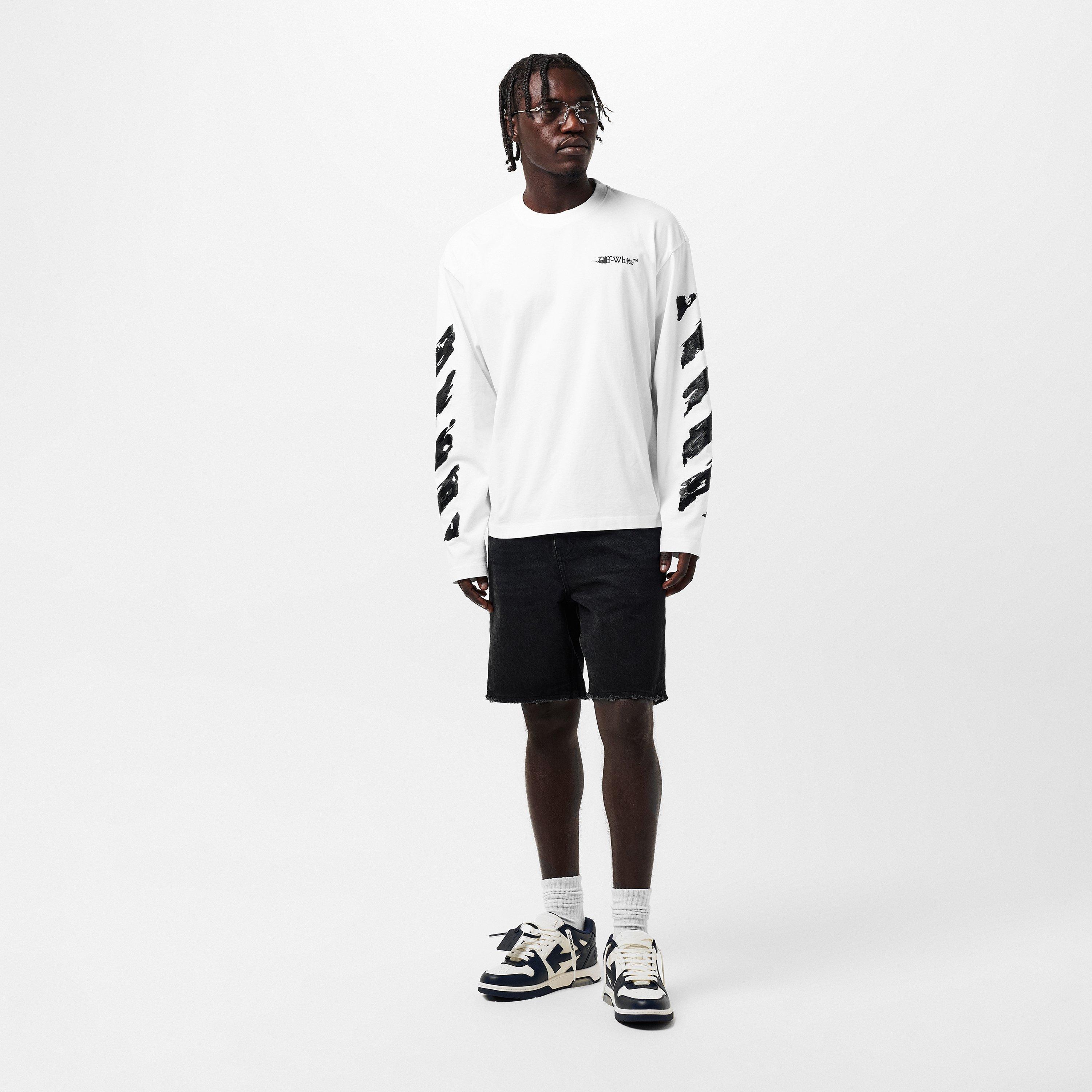 White Black - Off White - Men's Skate Long Sleeve Relaxed Fit T-Shirt - 6