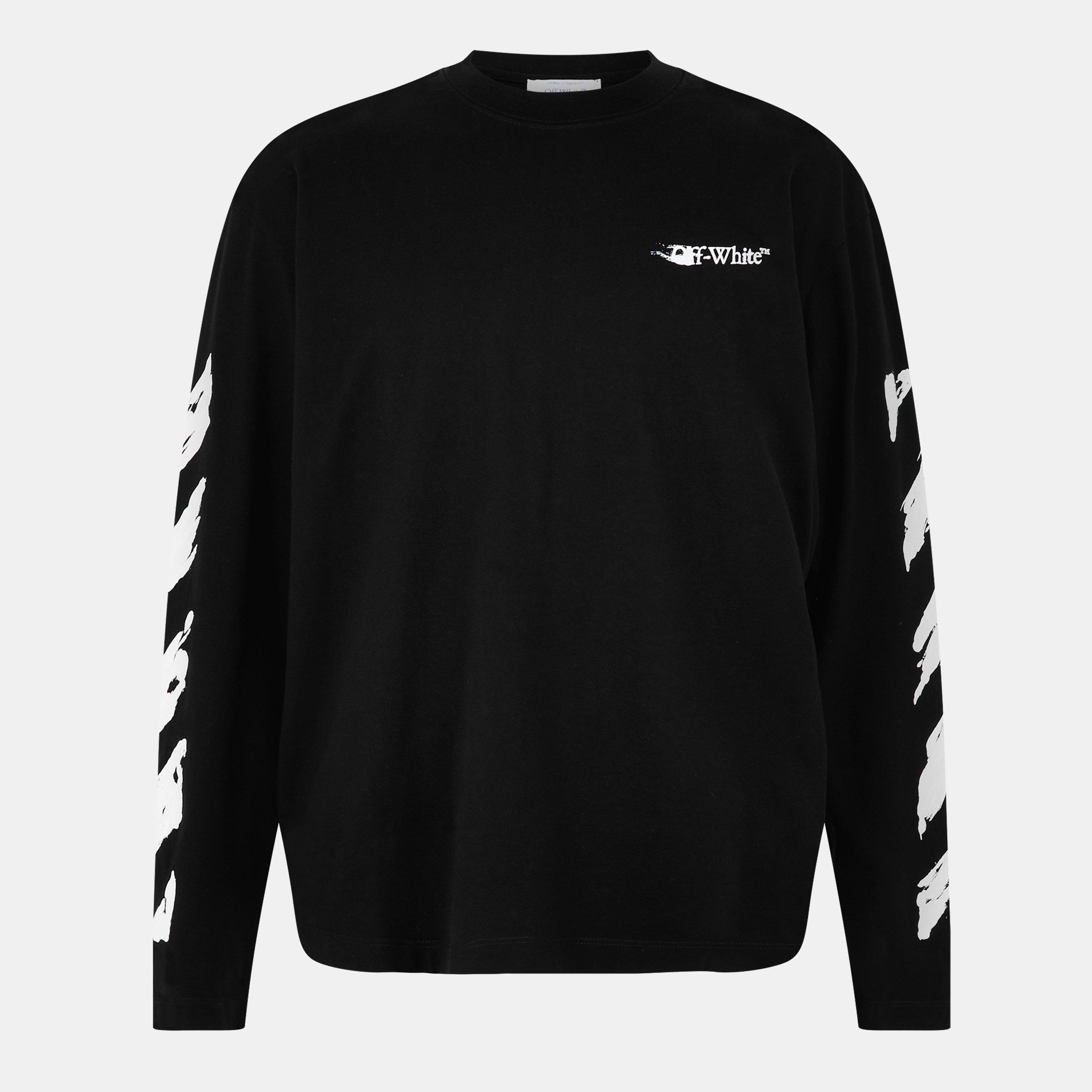 Black - Off White - Men's Skate Long Sleeve Relaxed Fit T-Shirt - 1