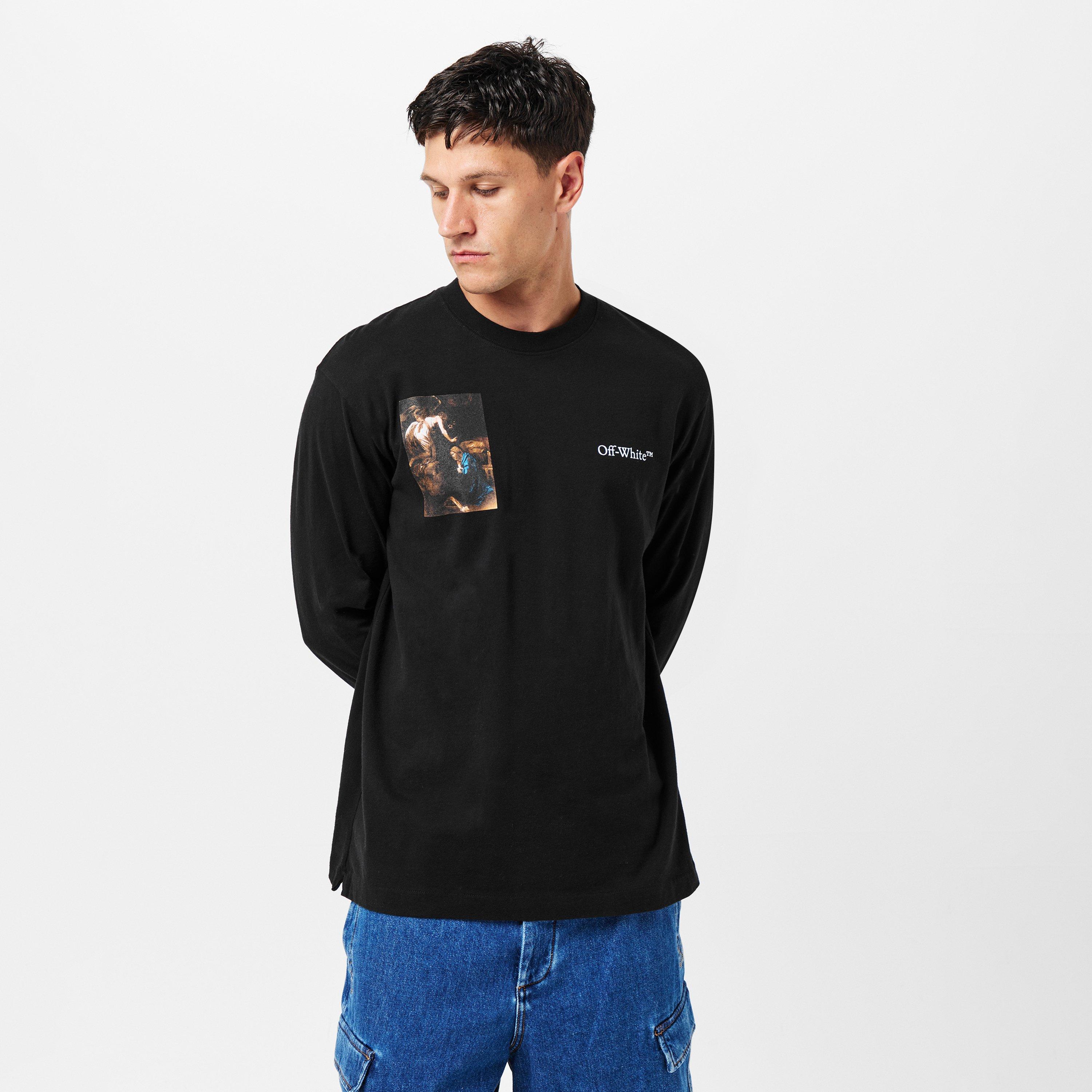 Black/White - Off White - Men's Long-Sleeve T-Shirt - 3