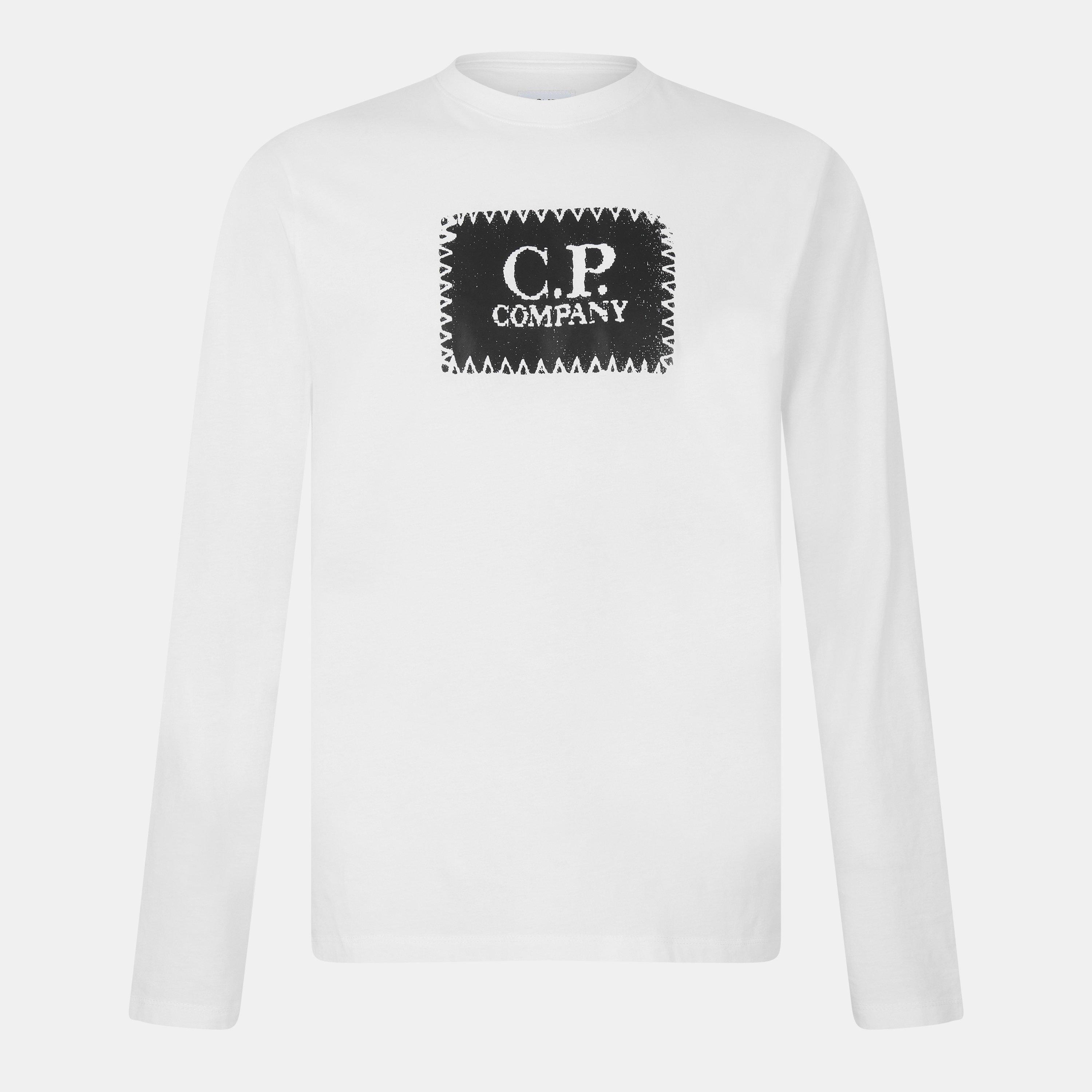 Cp Company Men's Cotton Long Sleeve Crew Neck T-Shirt - Gauze White 103 - S (46)
