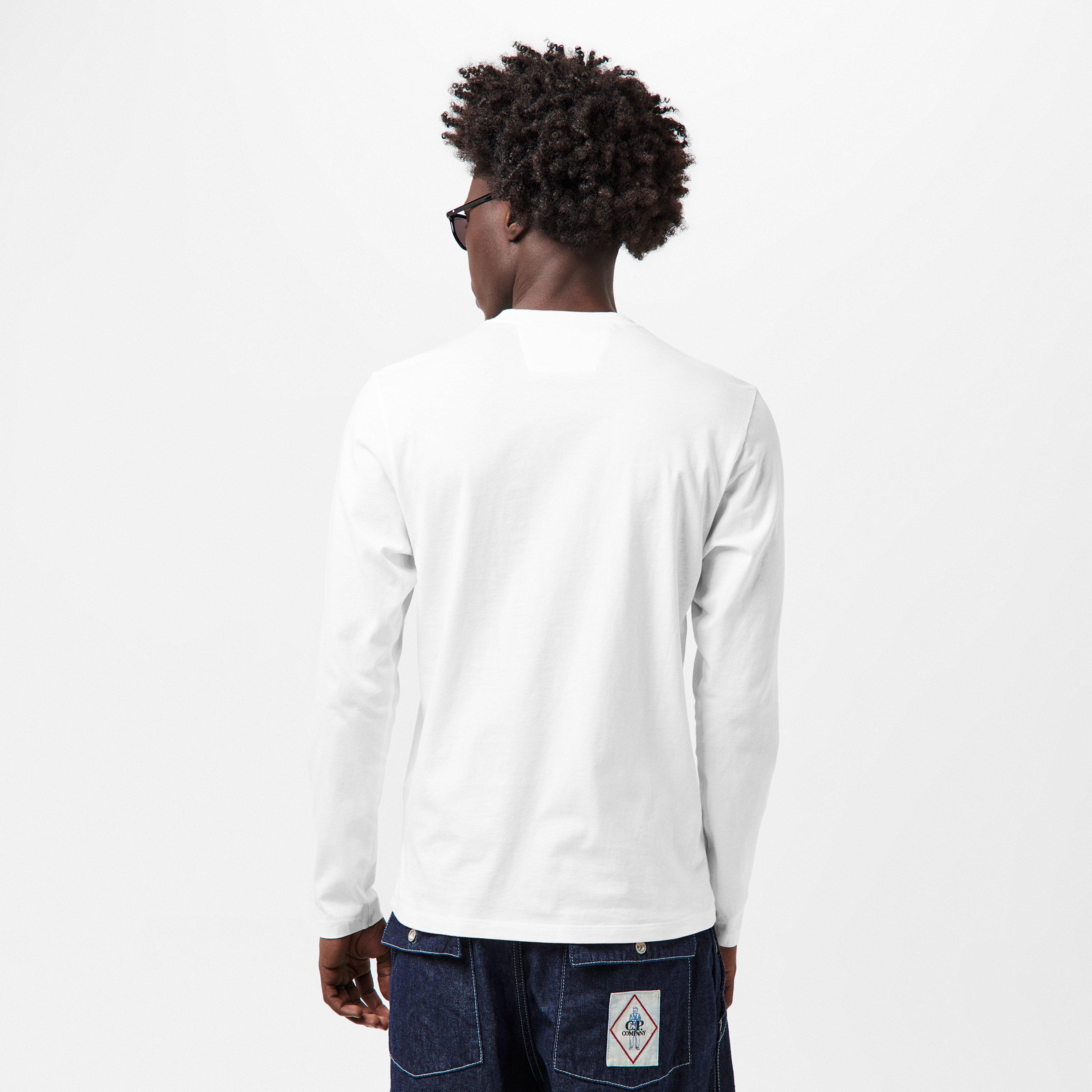 Gauze White 103 - CP Company - Men's Cotton Long Sleeve Crew Neck T-Shirt - 4