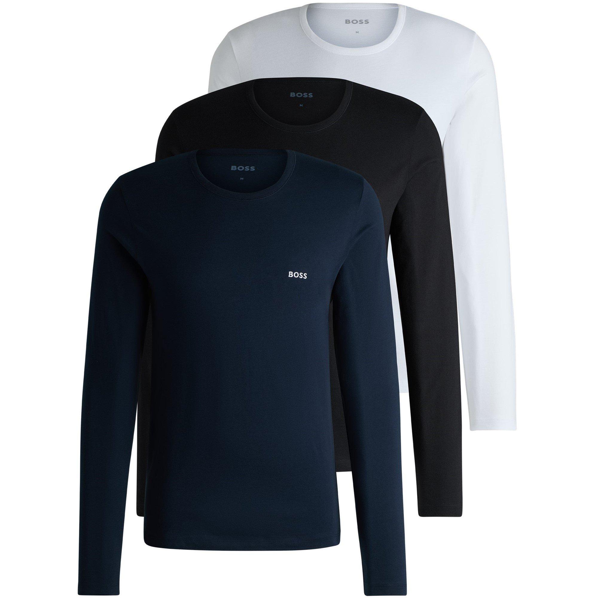 Wht/Nvy/Blk 990 - Boss - Long Sleeved Logo T-Shirt 3-Pack - 1