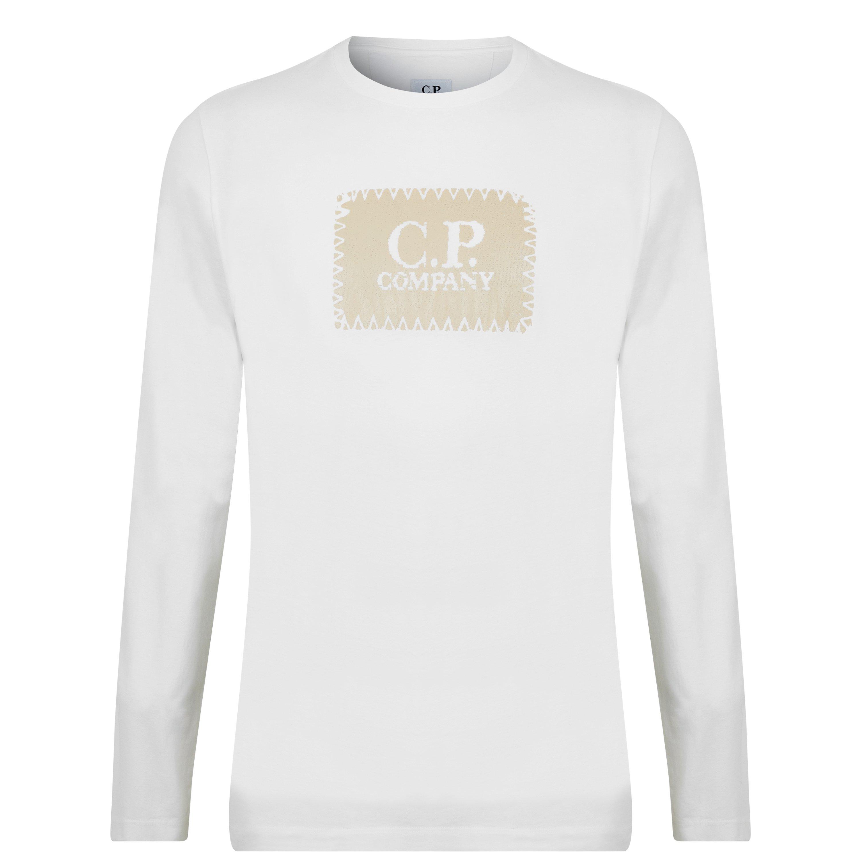 White/Beige 103 - CP Company - 30/1 Long Sleeved Logo T-Shirt - 1