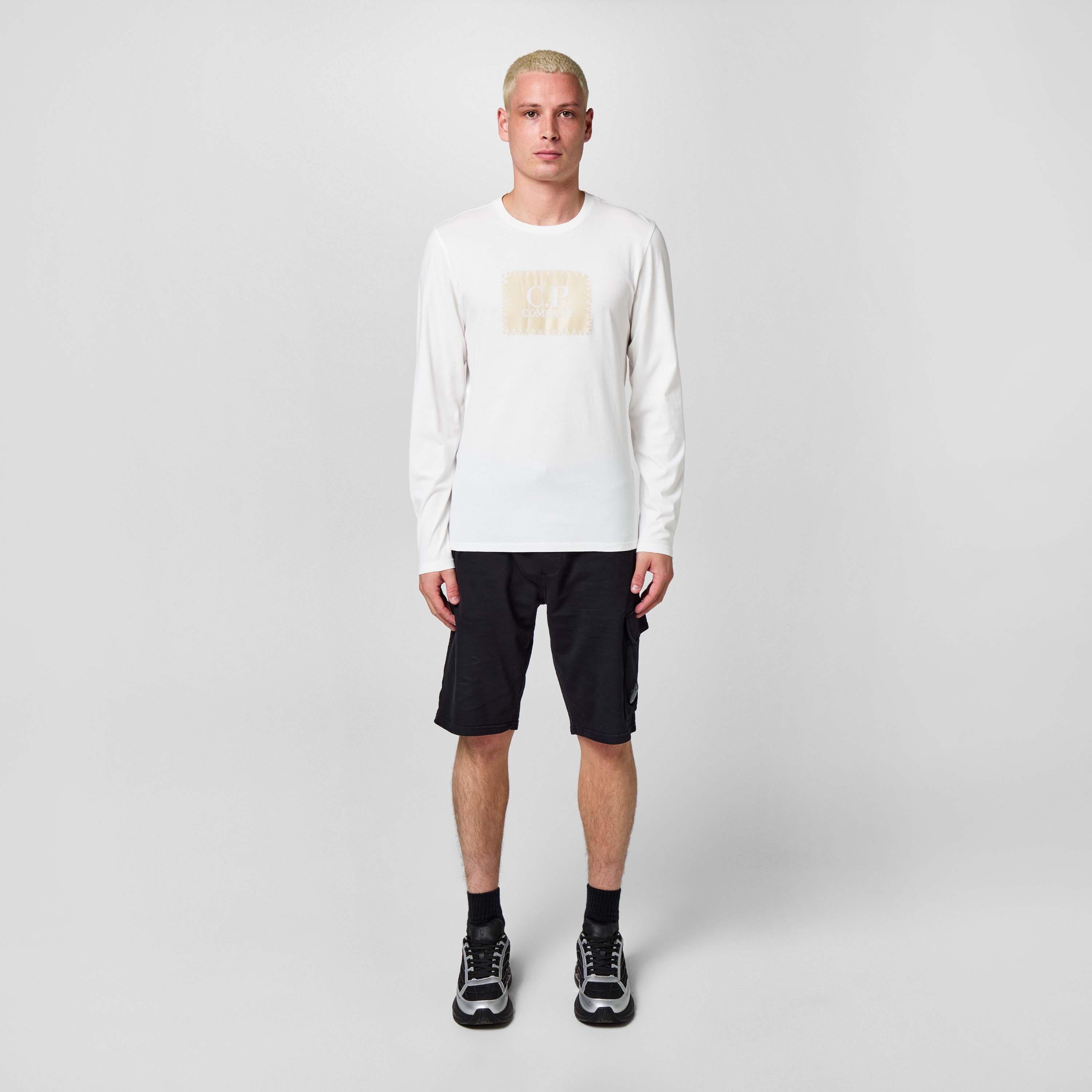 White/Beige 103 - CP Company - 30/1 Long Sleeved Logo T-Shirt - 6