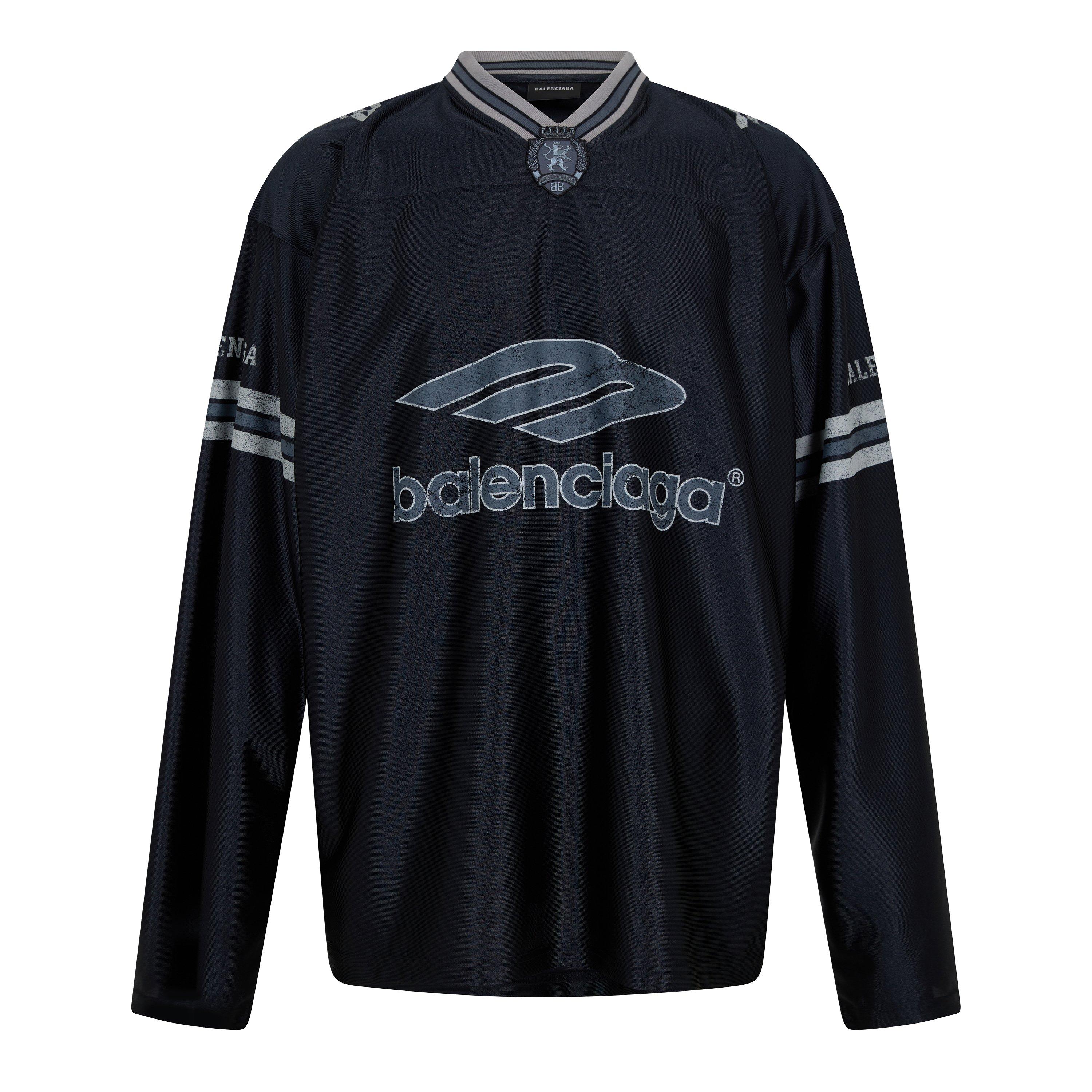 Black/Anthracit - Balenciaga - Men's Bal V Neck Long Sleeve T-Shirt - 1