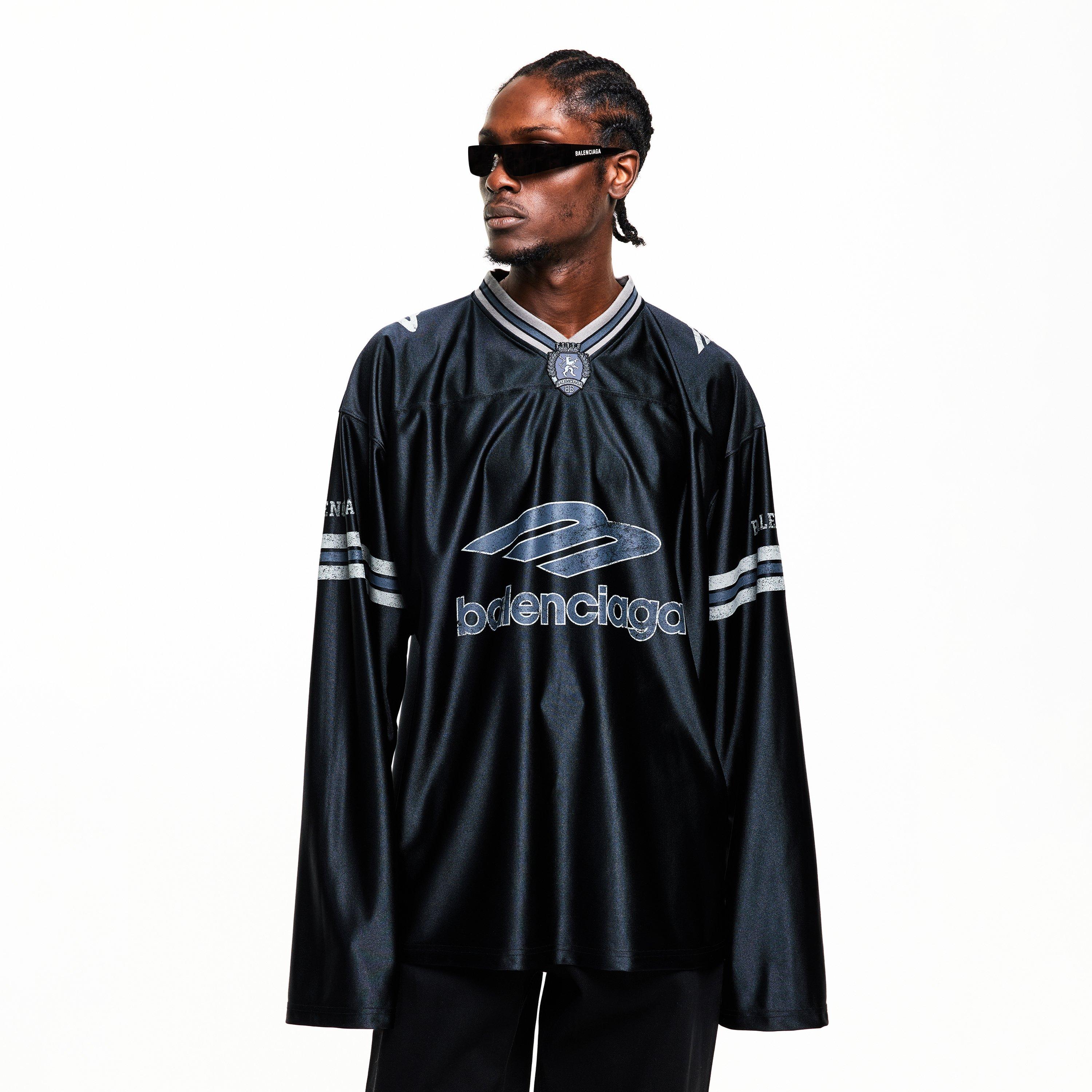 Black/Anthracit - Balenciaga - Men's Bal V Neck Long Sleeve T-Shirt - 3