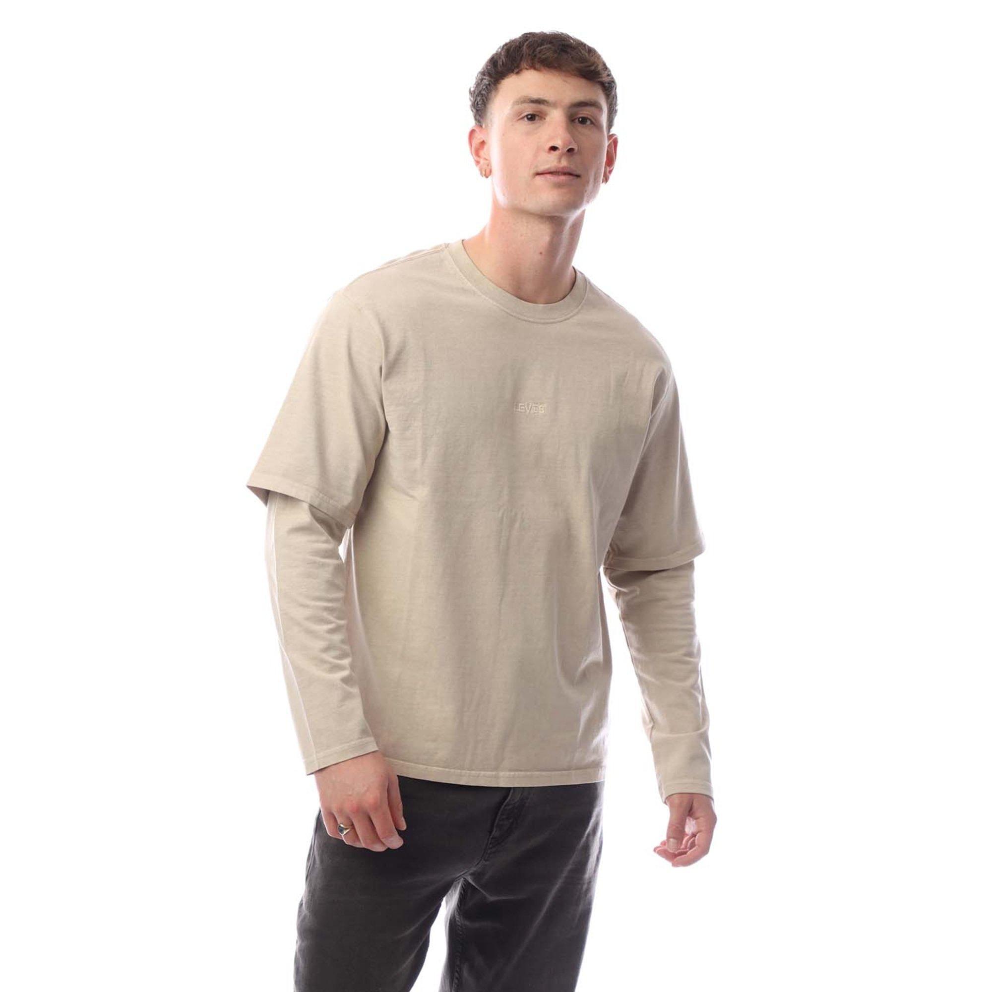 G Dye Fthr Gray - Levis - Men's Twofer Garment Dye Feather Long Sleeve T-Shirt - 1