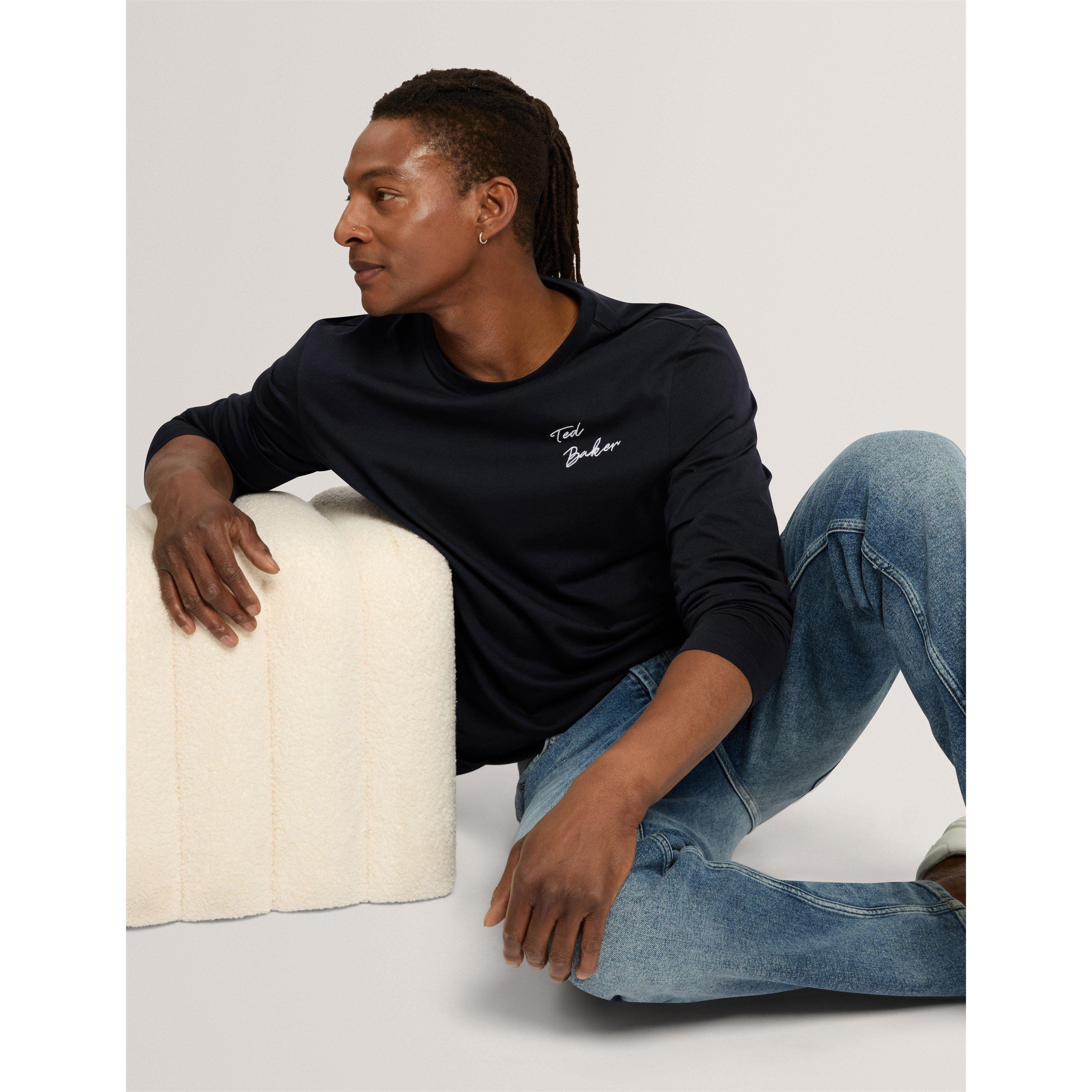 Navy - Ted Baker - Ted LS Branded Tee Sn71 - 2