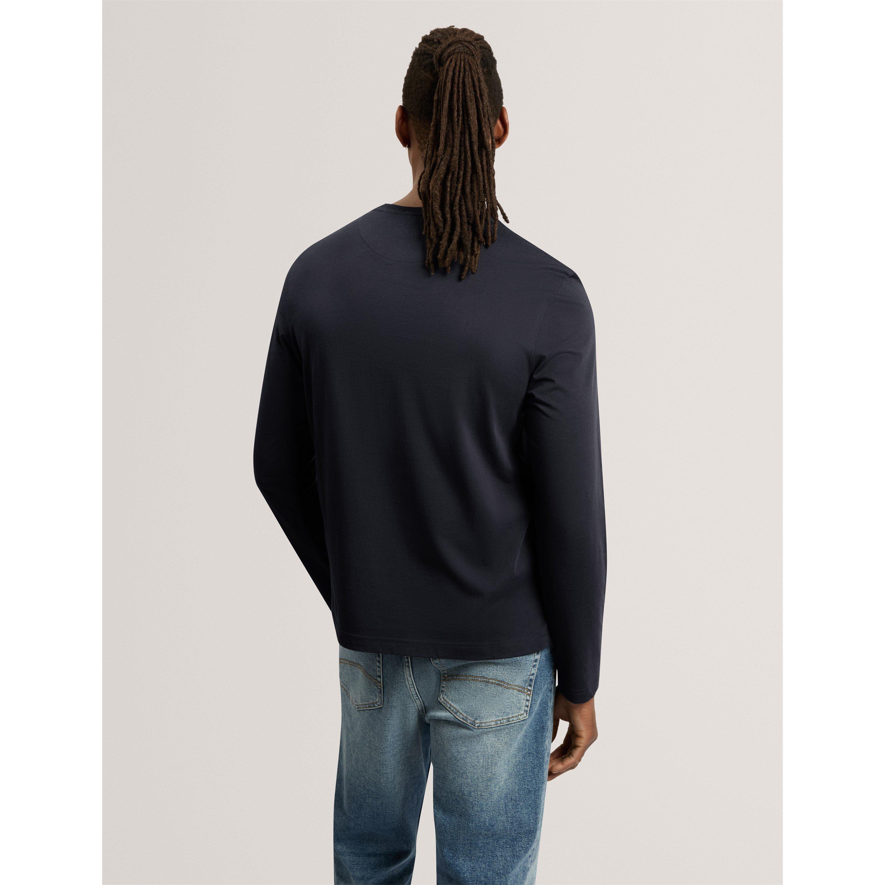 Navy - Ted Baker - Ted LS Branded Tee Sn71 - 3