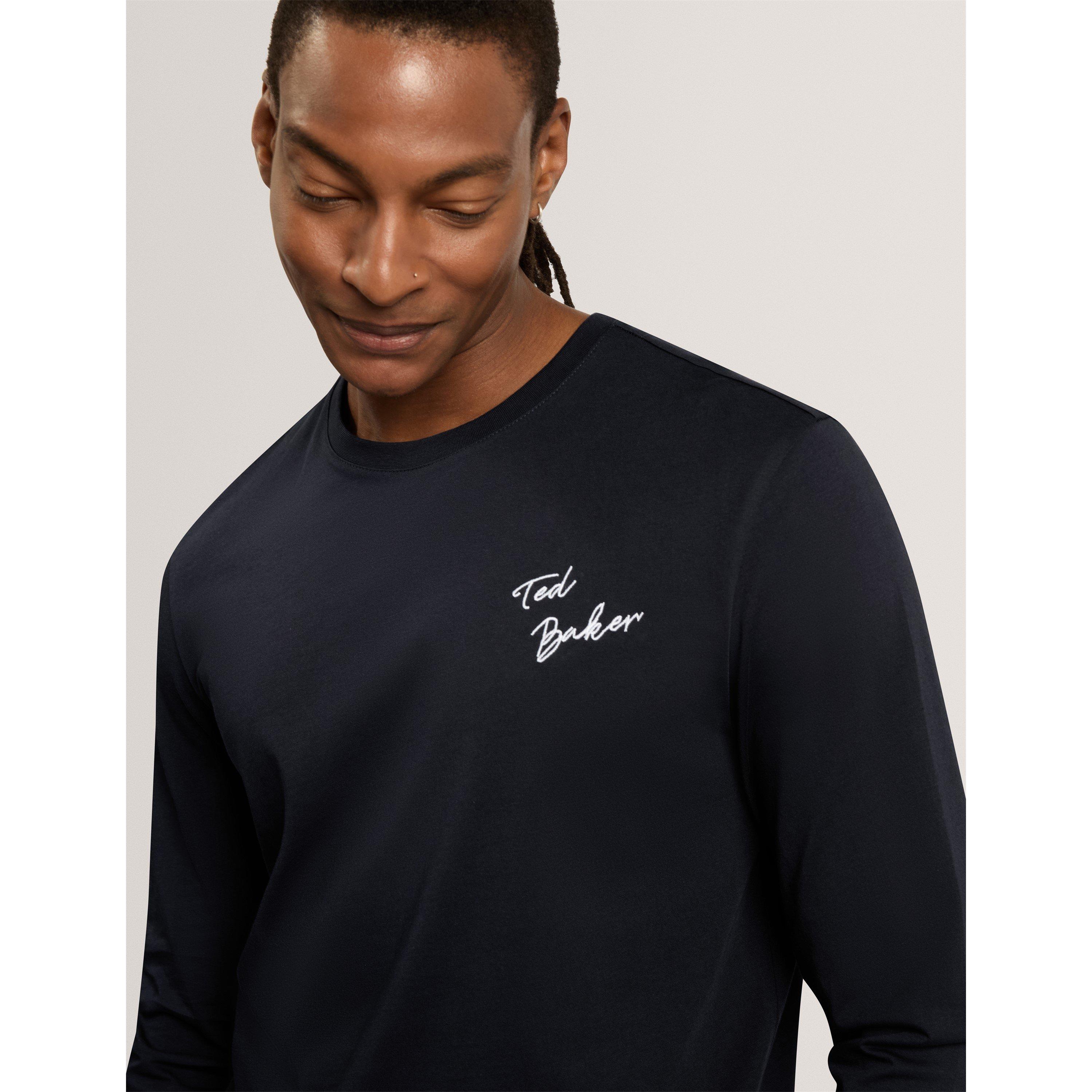 Navy - Ted Baker - Ted LS Branded Tee Sn71 - 4