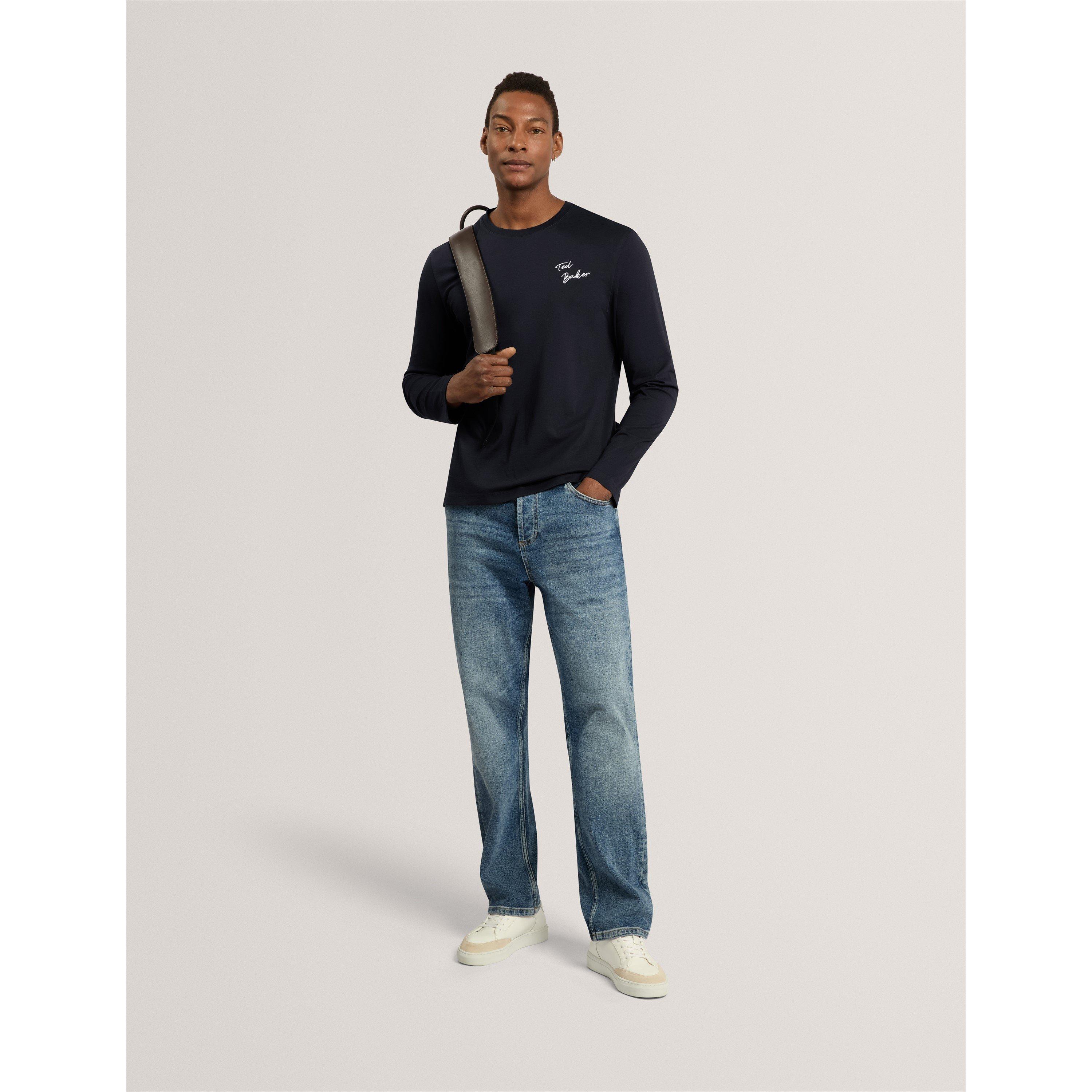 Navy - Ted Baker - Ted LS Branded Tee Sn71 - 6